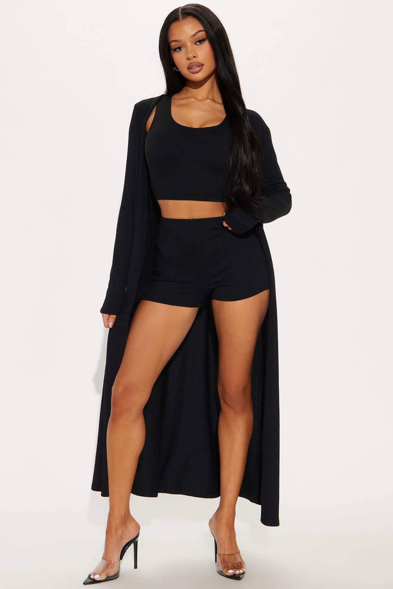 Leylani Ribbed 3 Piece Short Set