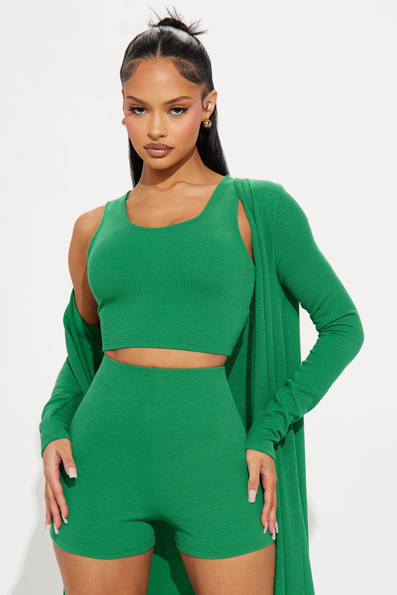 Leylani Ribbed 3 Piece Short Set