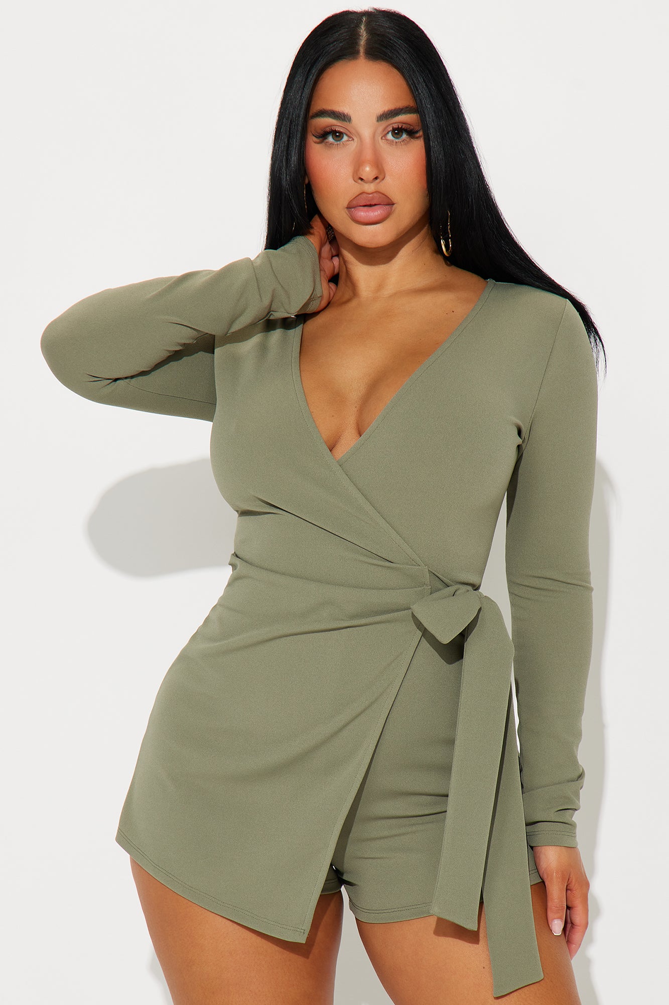 Alina Crepe Long Sleeve Romper