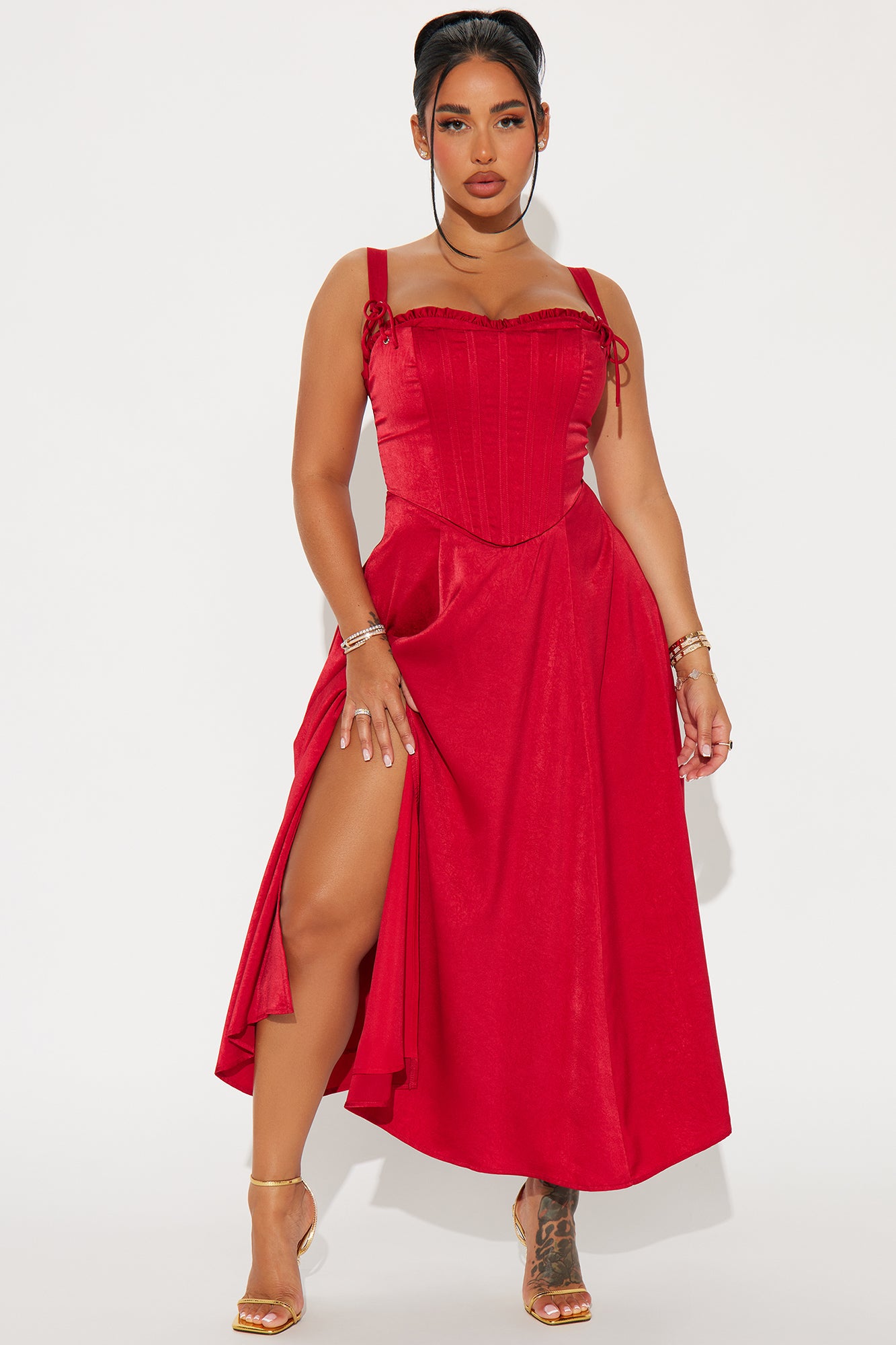 Realm of Fantasy Satin Corset Midi Dress