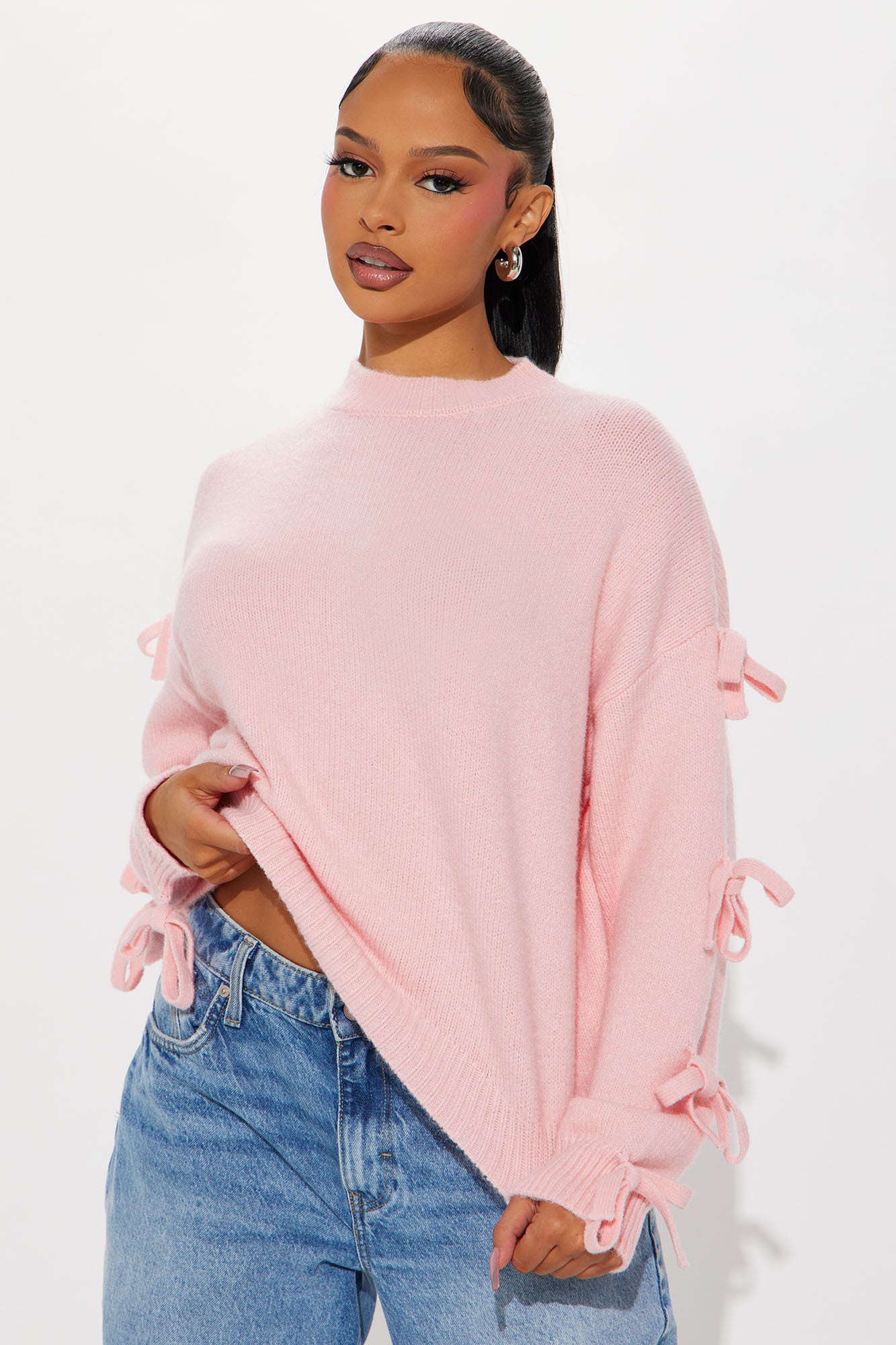Pretty In Pink Bow Sweater