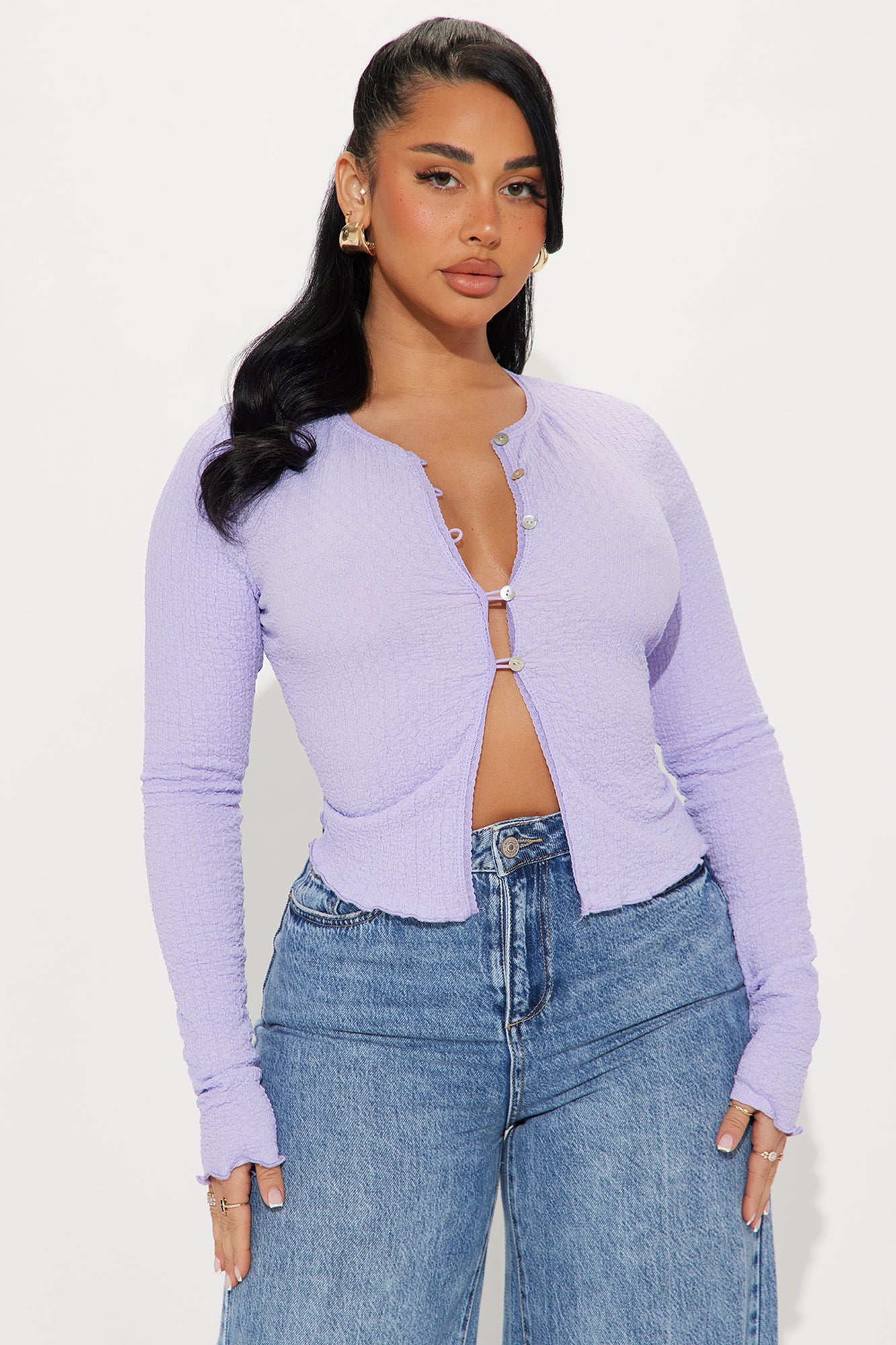 Delicate Kindness Long Sleeve Button Up Top