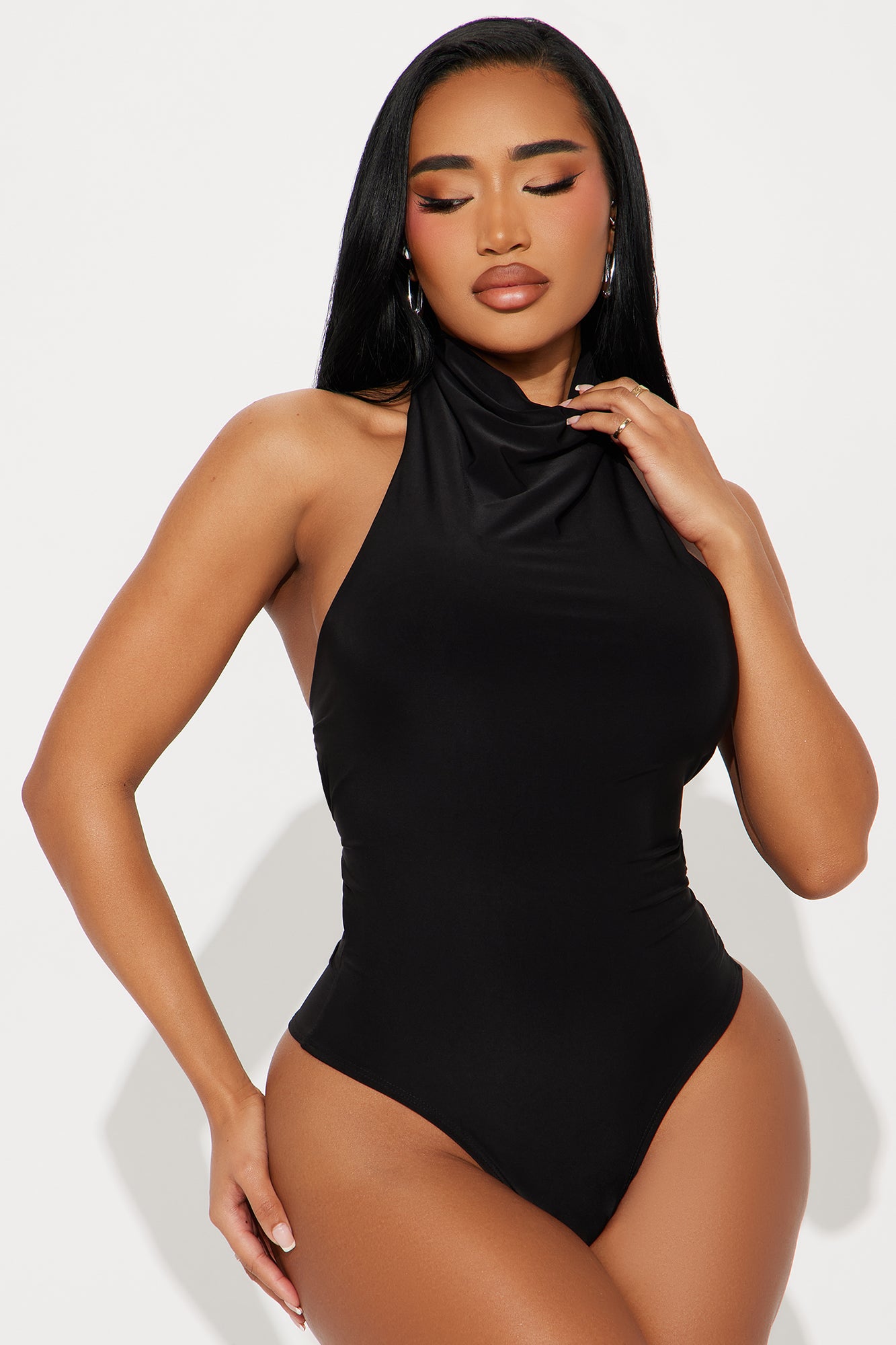 Trista Mock Neck Halter Bodysuit