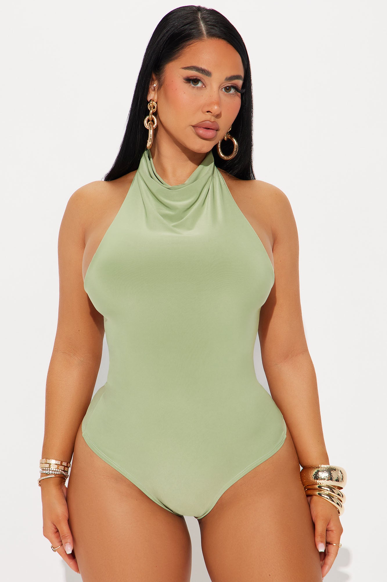 Trista Mock Neck Halter Bodysuit