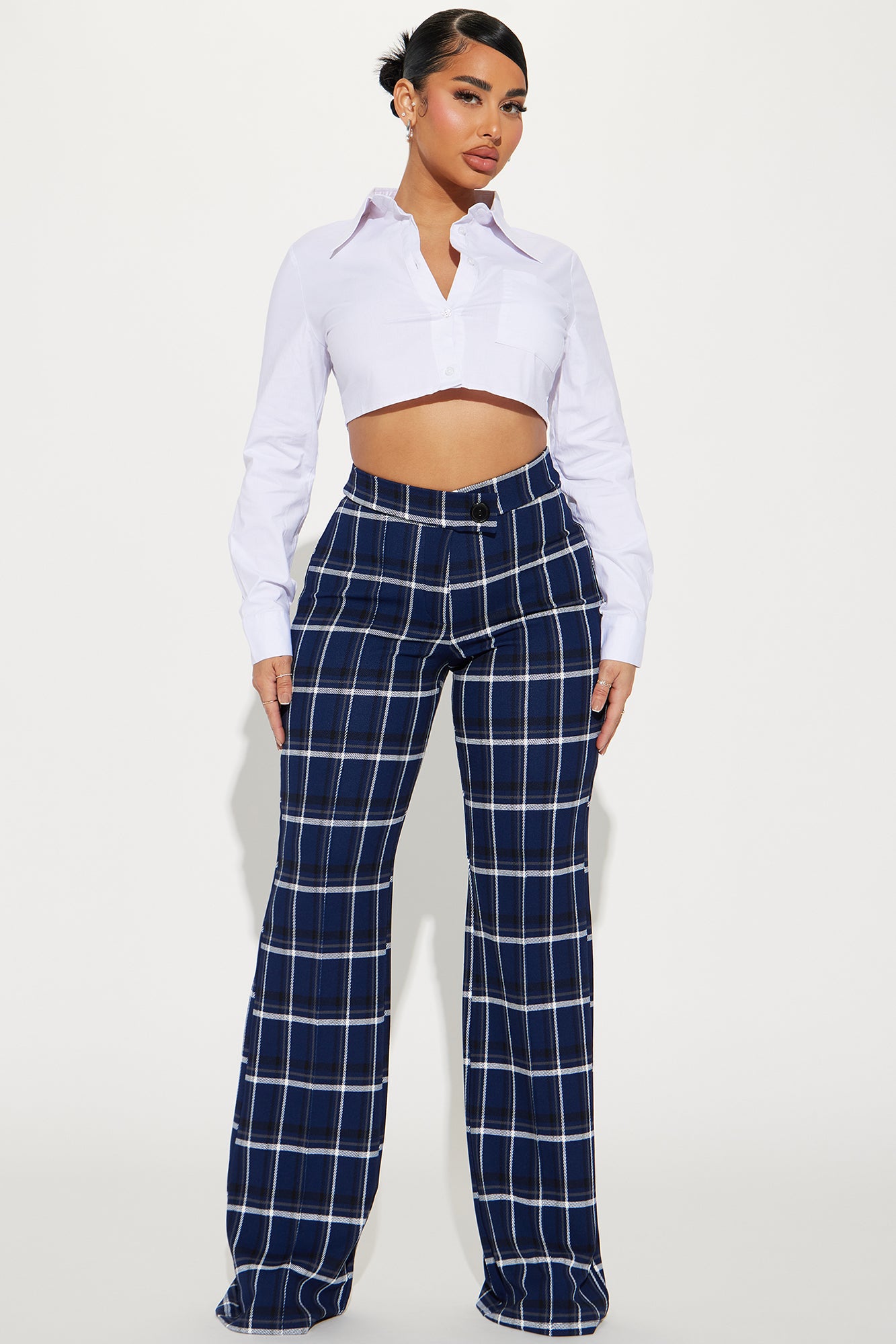 Call It Even Wide Leg Plaid Dress Pant