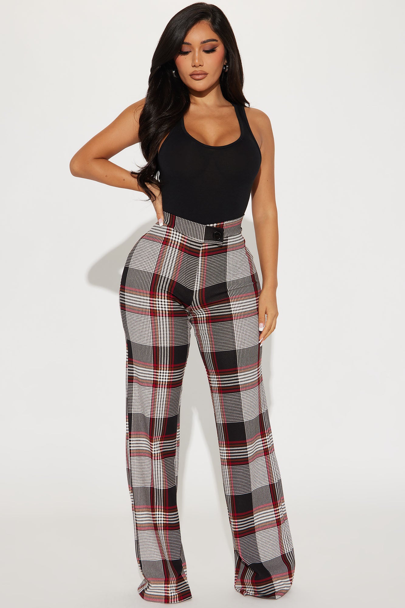 Call It Even Wide Leg Plaid Dress Pant