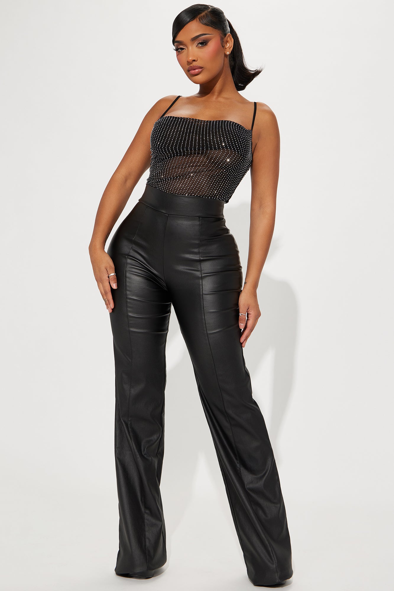Tall Victoria High Waisted Dress Pants Faux Leather 37