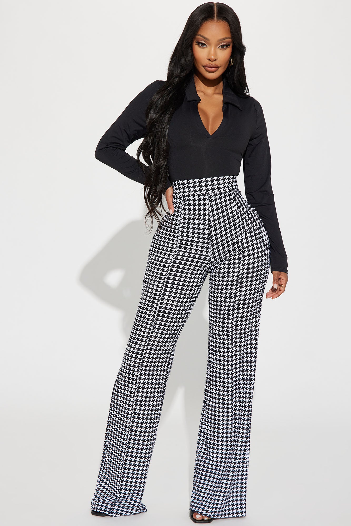 Victoria High Waist Dress Pant Houndstooth 35