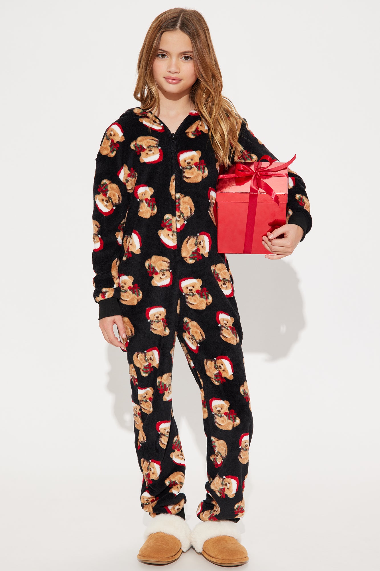 Mini Teddy Bear Santa Plush Matching Family PJ Jumpsuit Onesie