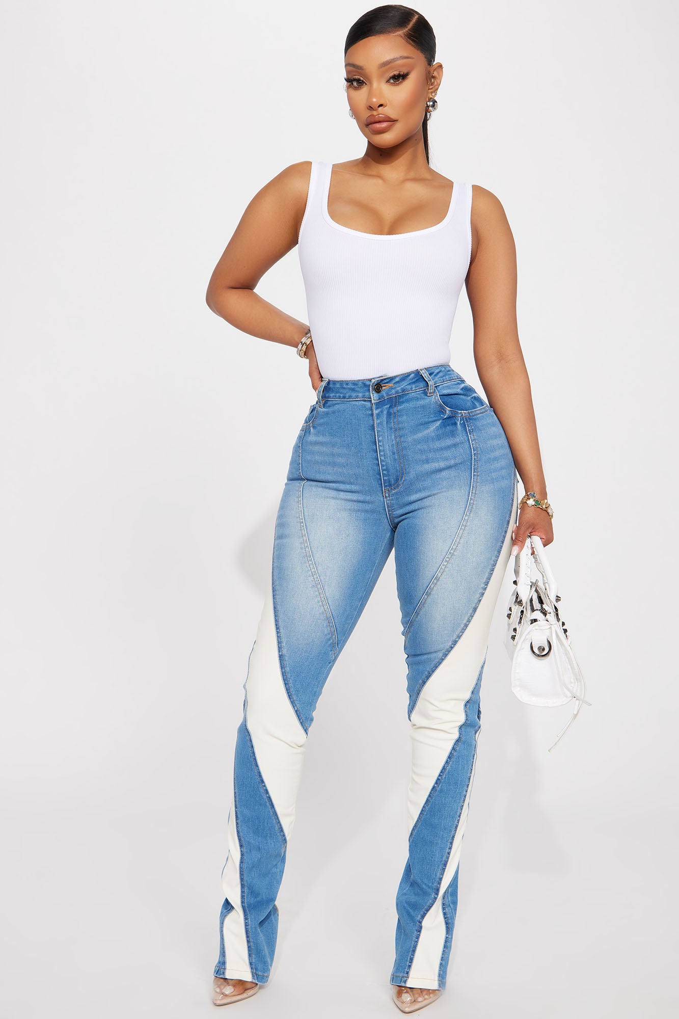 Stepping Up Split Hem Skinny Jeans