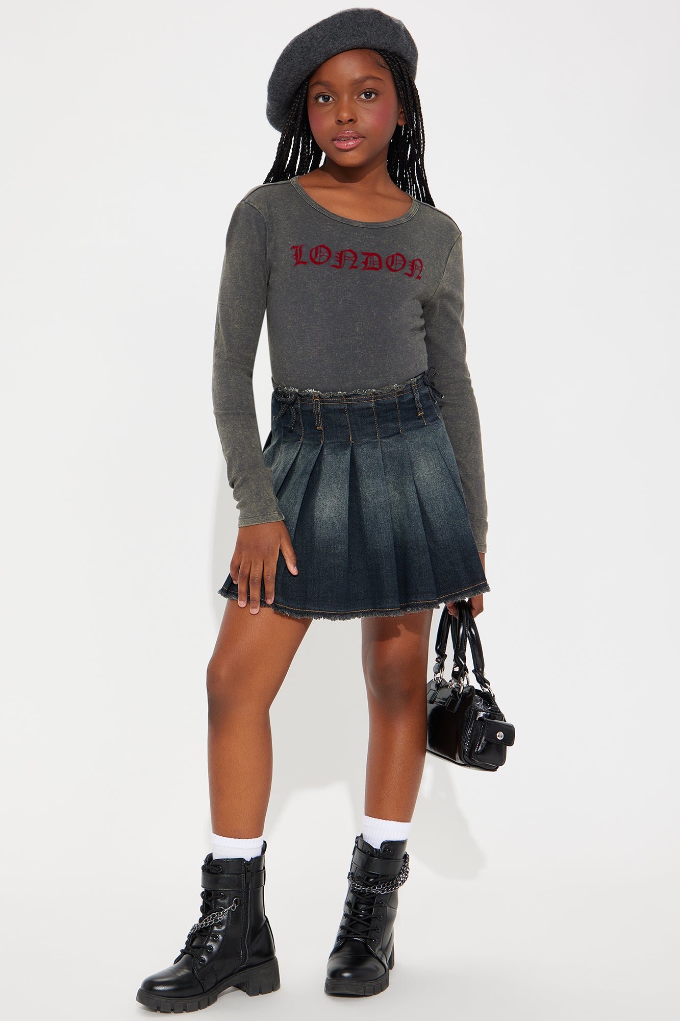 Mini Yazlin Pleated Denim Mini Skirt