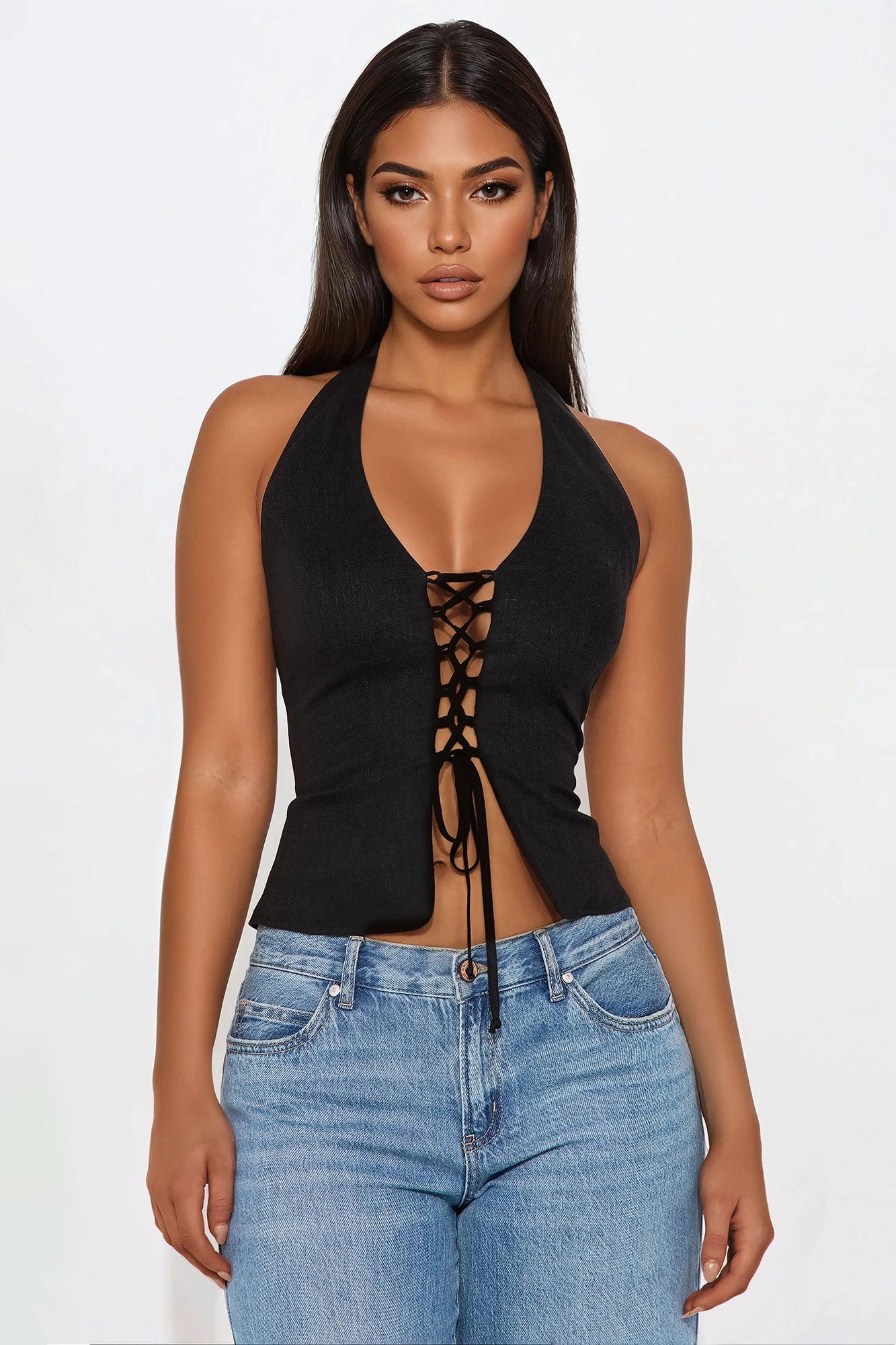 Long Summer Days Linen Halter Top