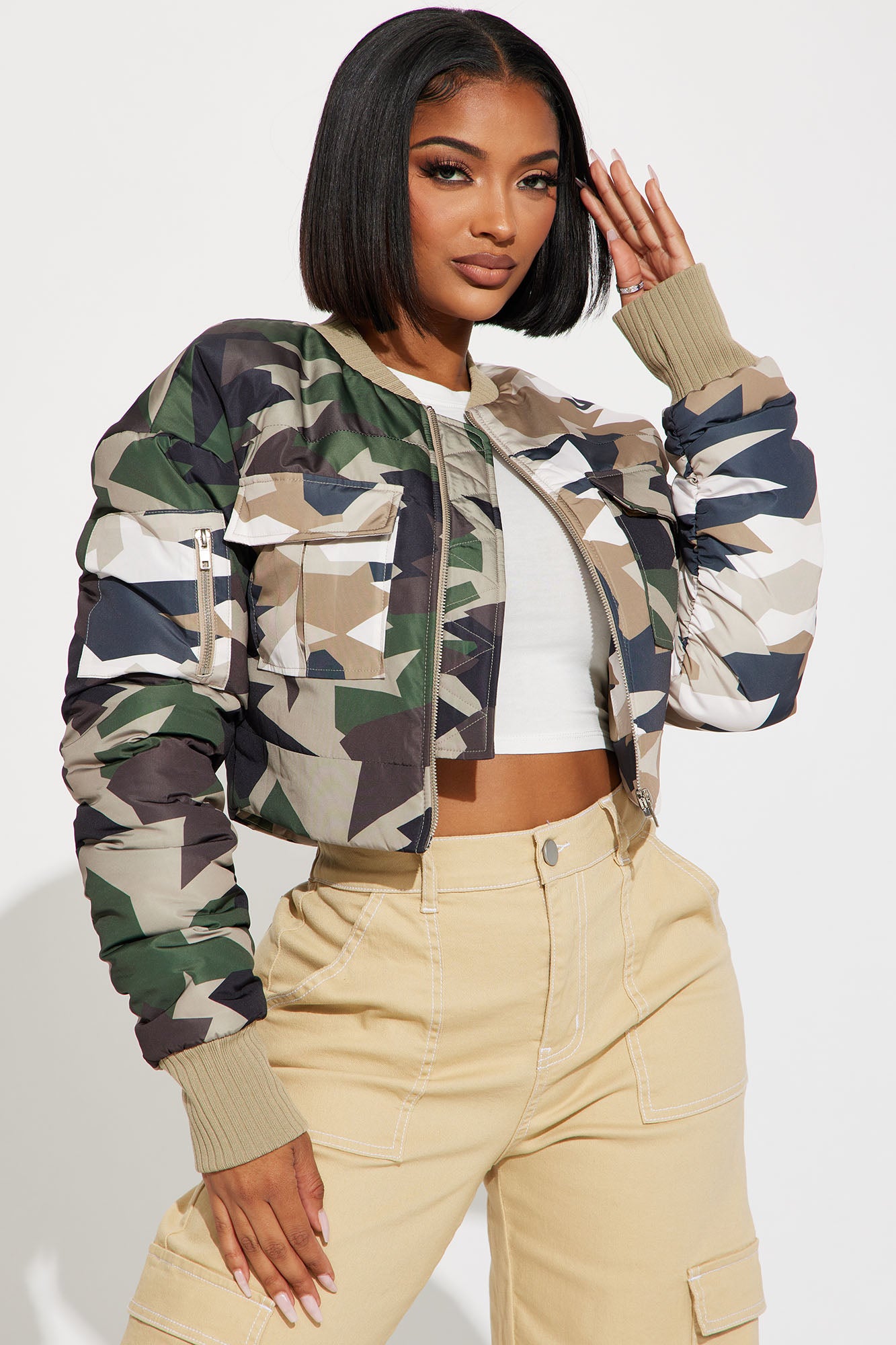 Kiara Abstract Camo Puffer Jacket