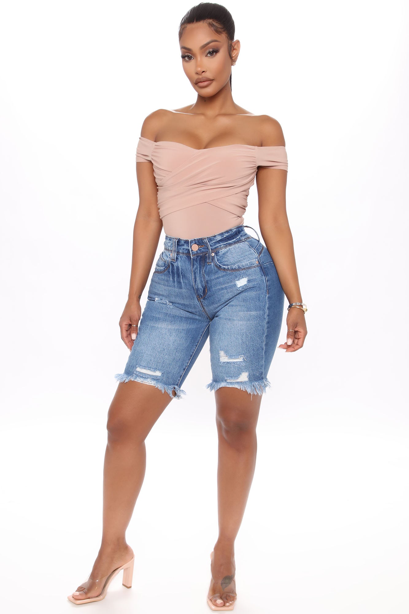 Corinna Booty Lifting Denim Bermudas