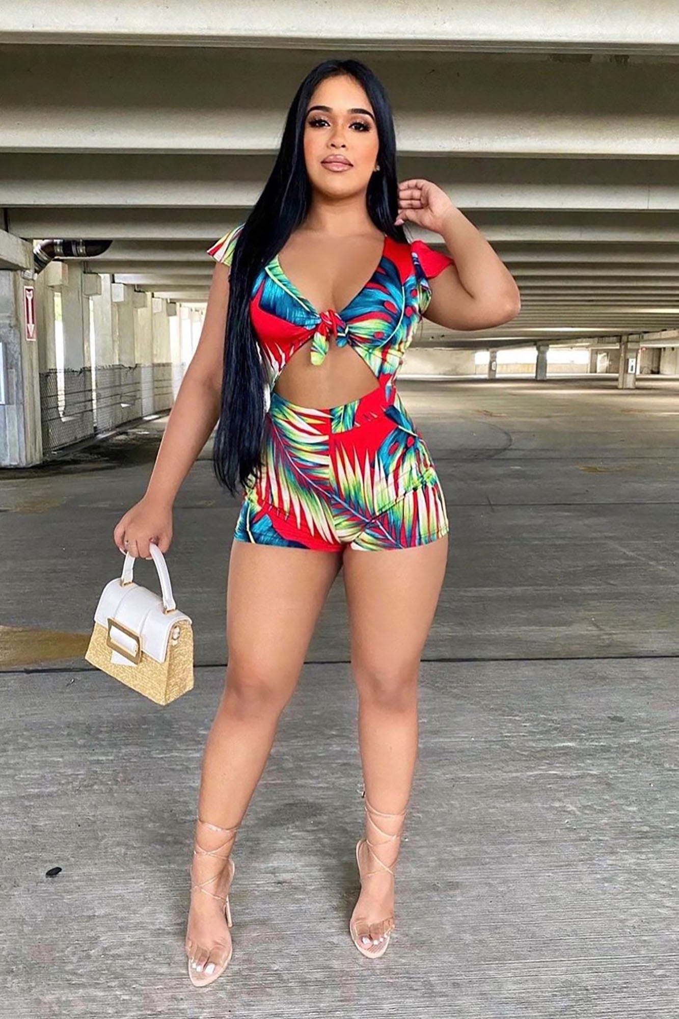 Waist No Time Tropical Romper