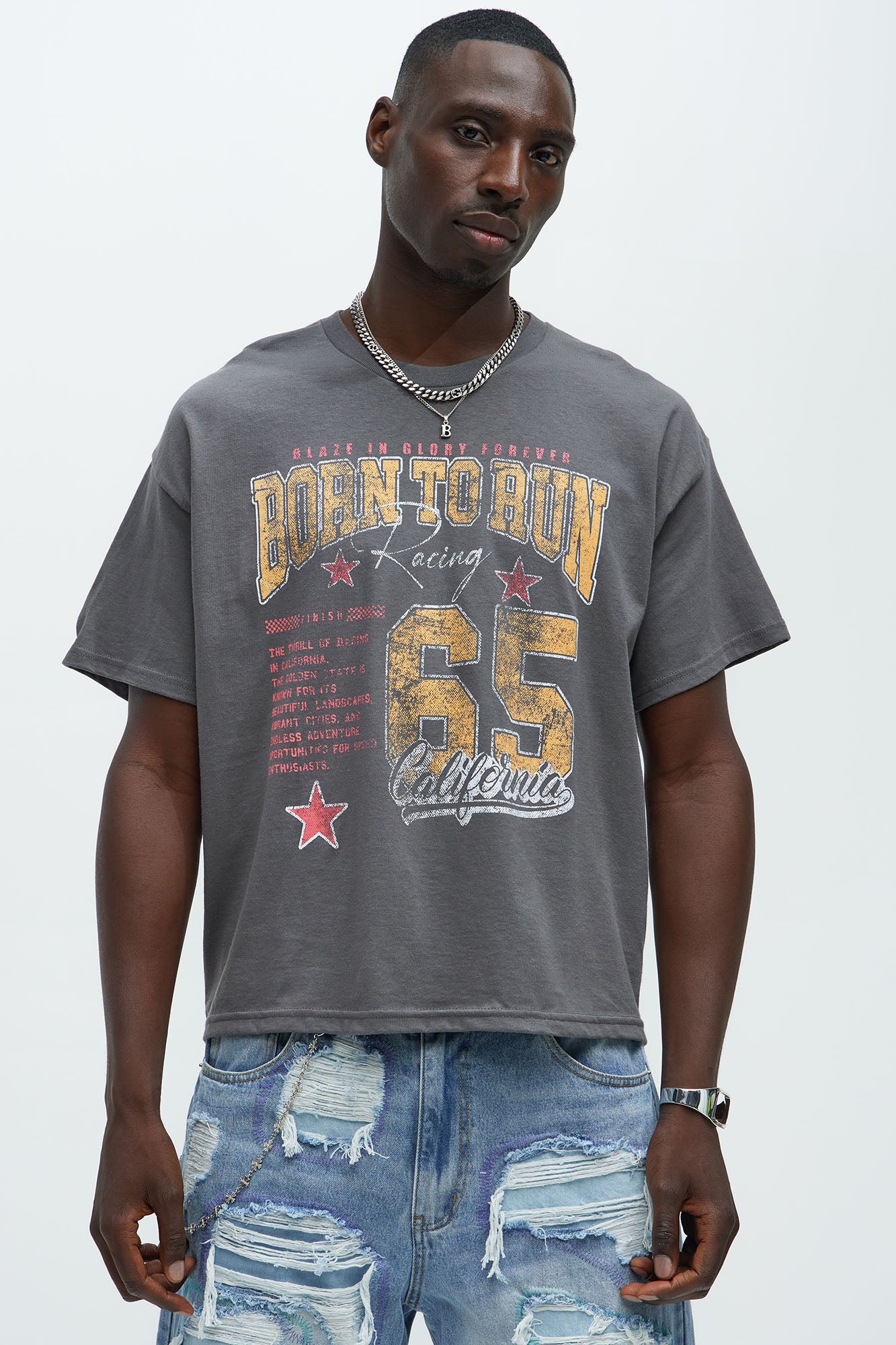 Born To Run Short Sleeve Cropped Tee