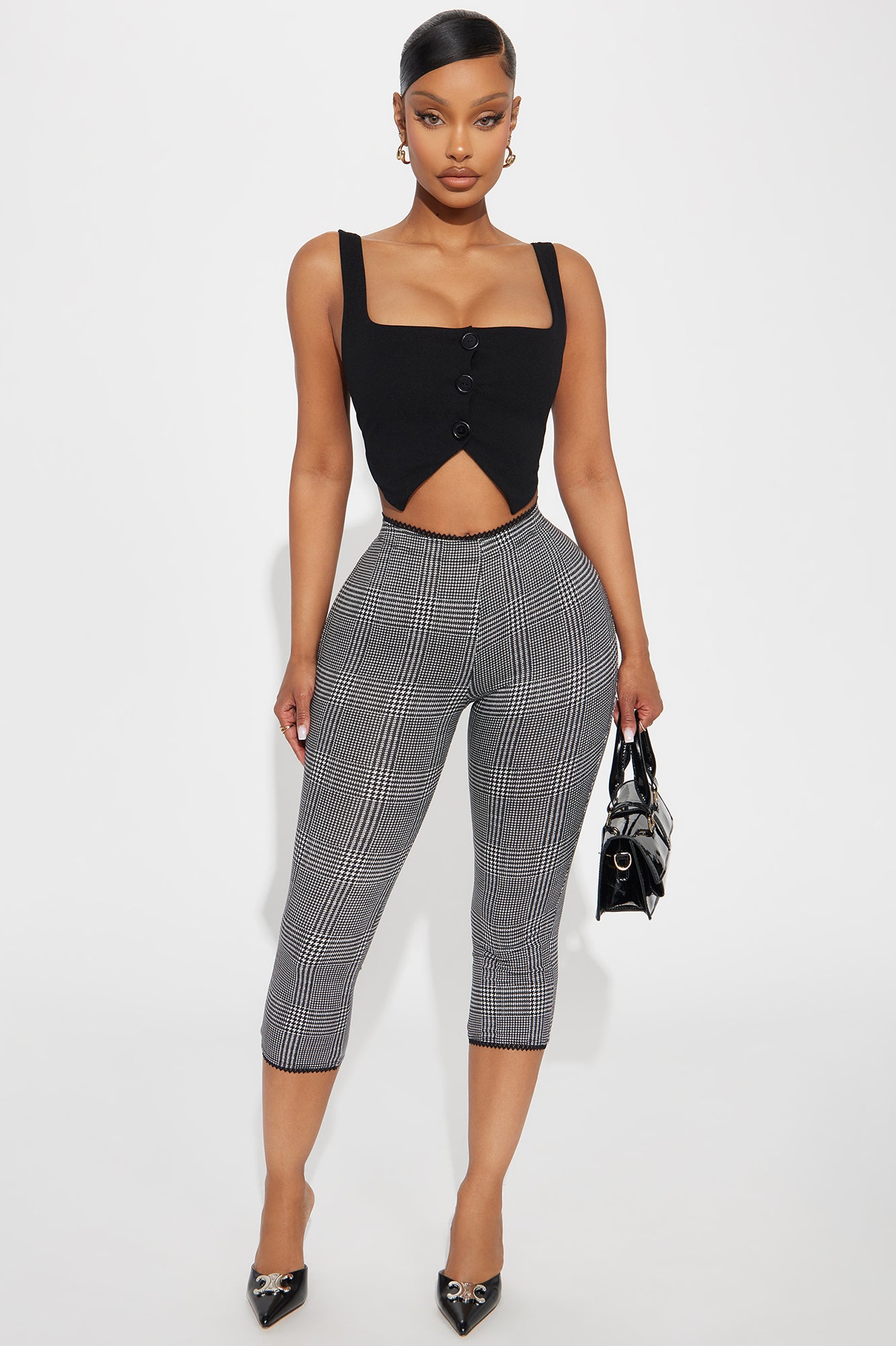 Jazlyn Houndstooth Capri Legging