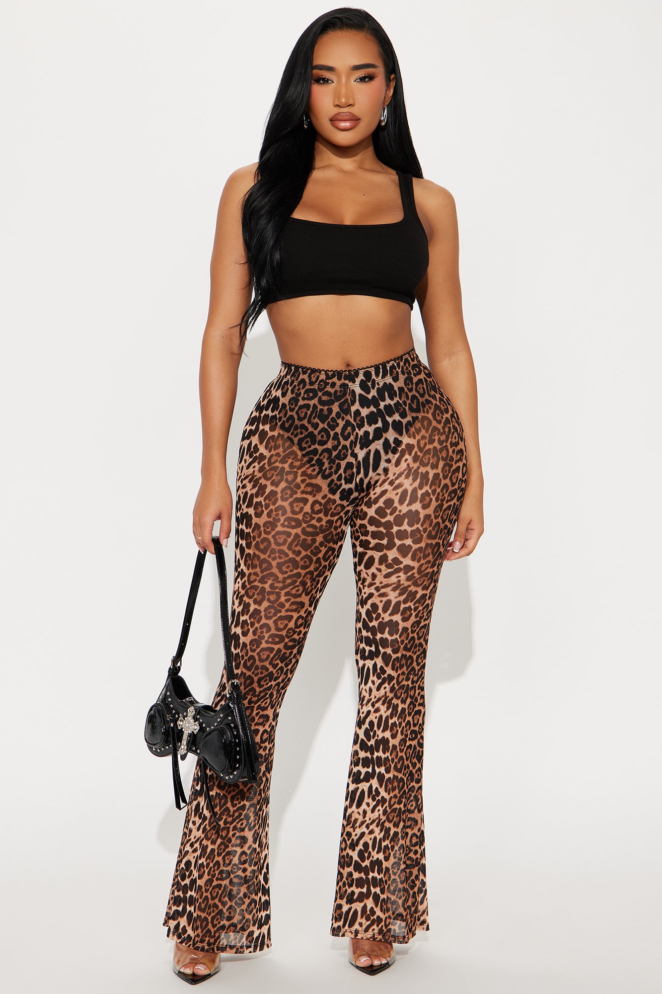 See You Later Leopard Mesh Flare Pant