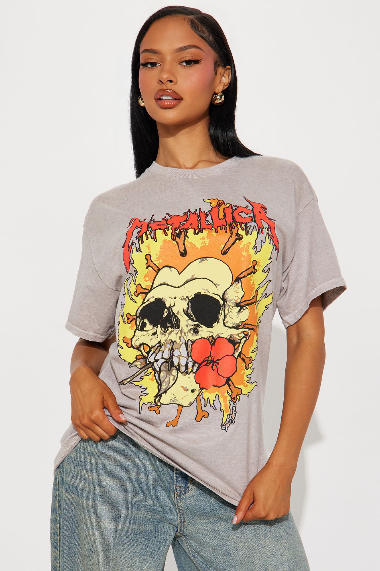 Metallica Flaming Skull Washed Tee