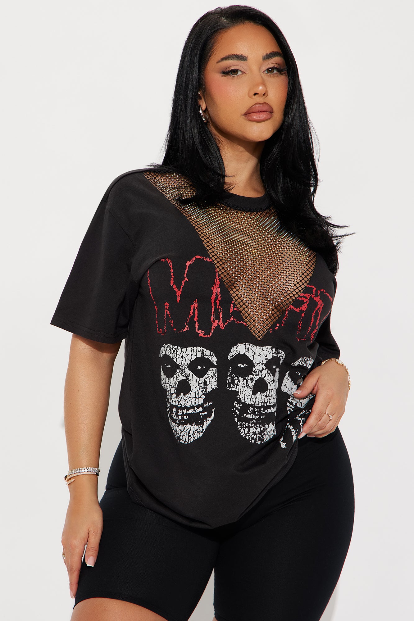 MISFITS Skulls Rhinestone Tee