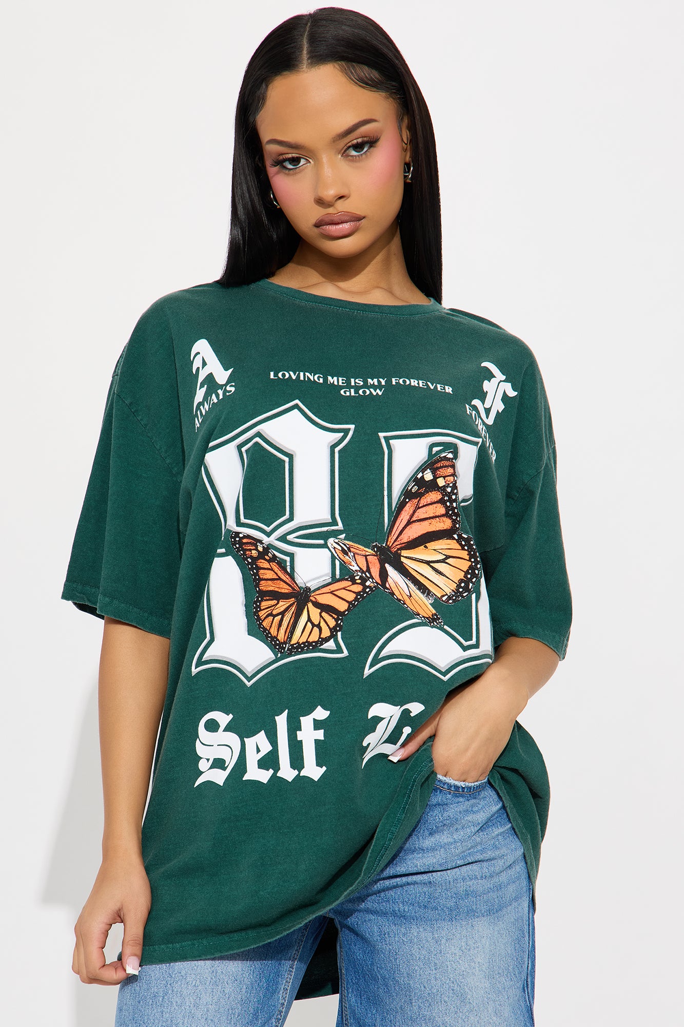 Self Love Butterfly Washed Oversized Tee