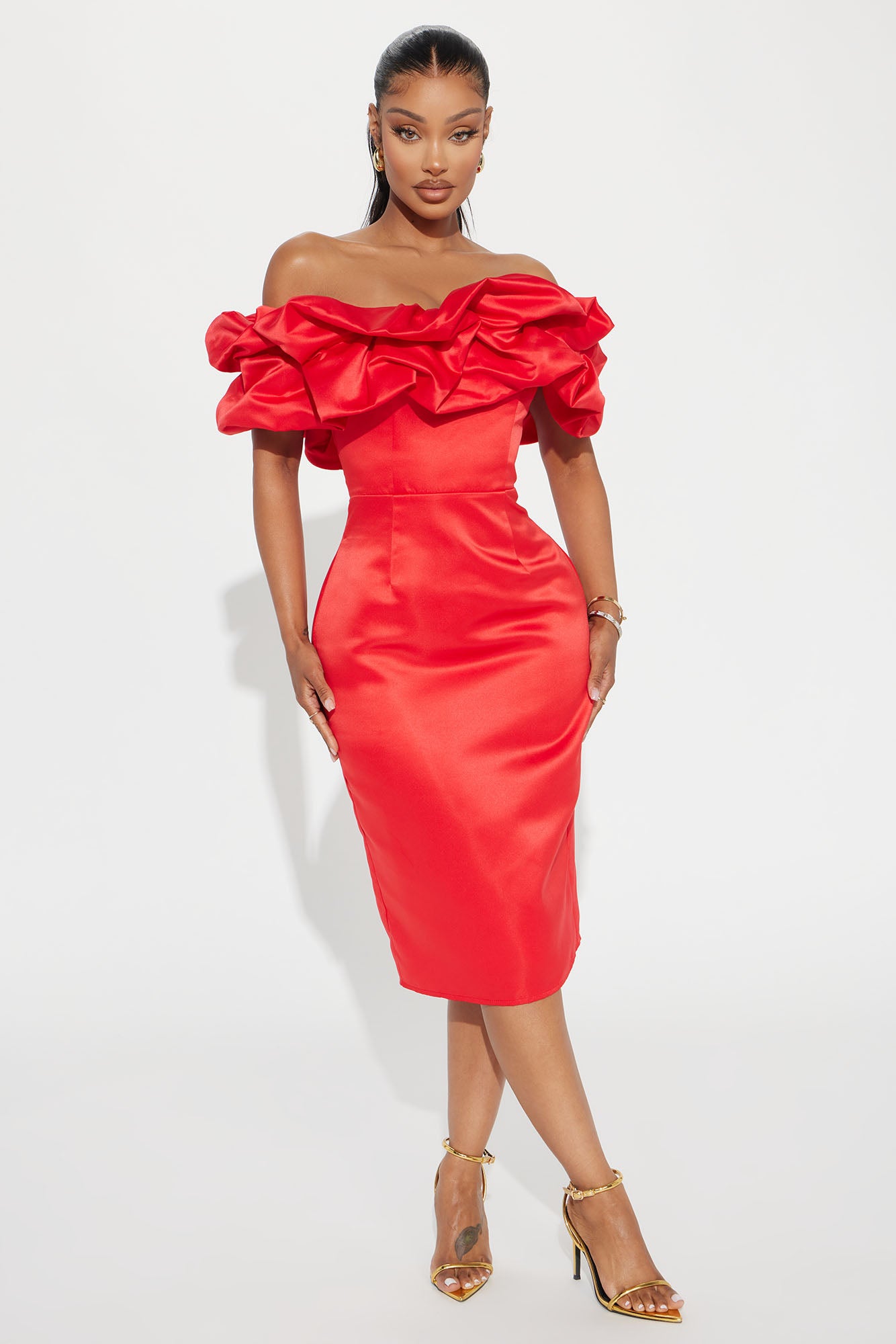 Sabrina Off Shoulder Midi Dress
