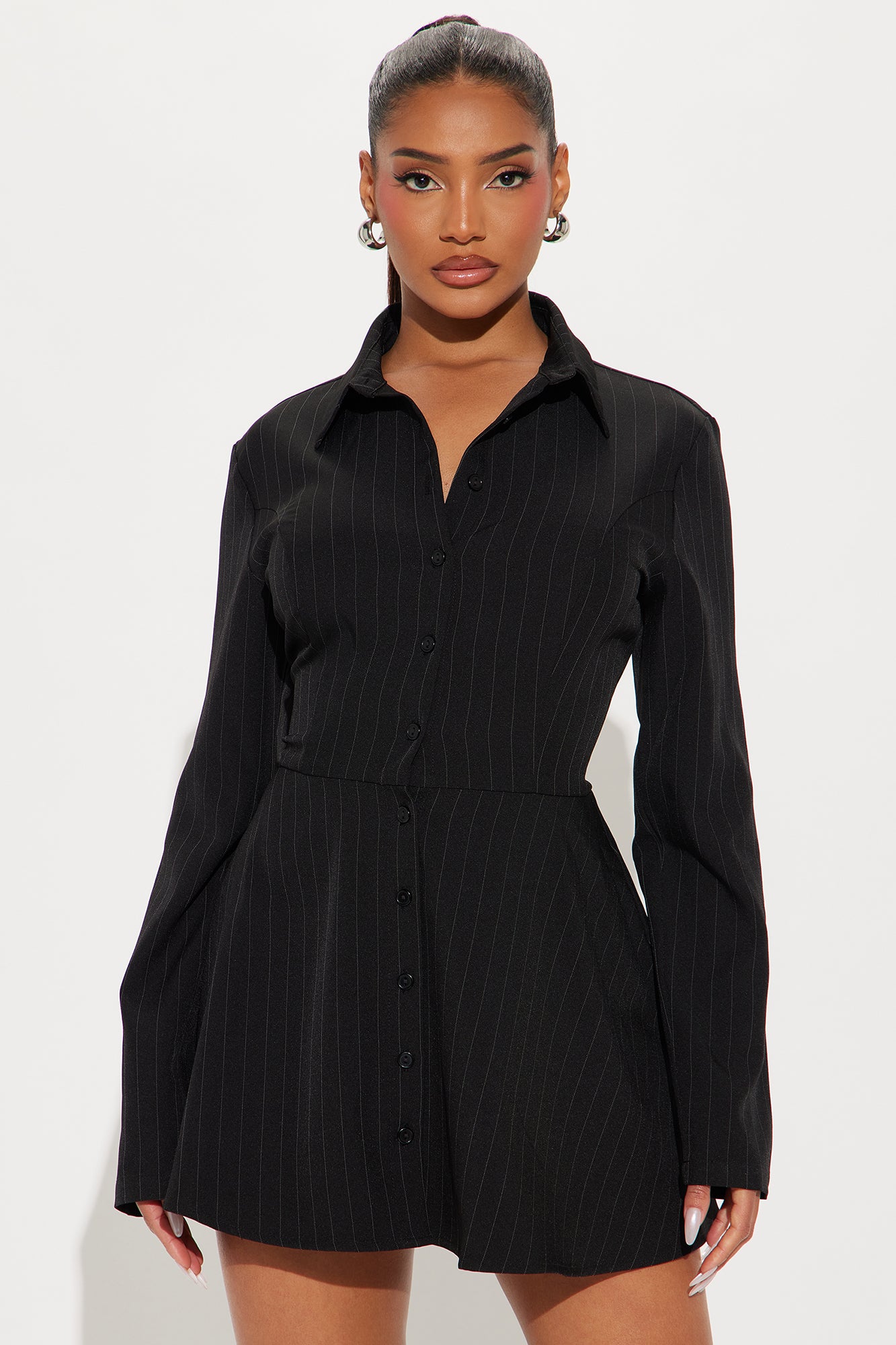 She's Putting In Work Pin Stripe Romper