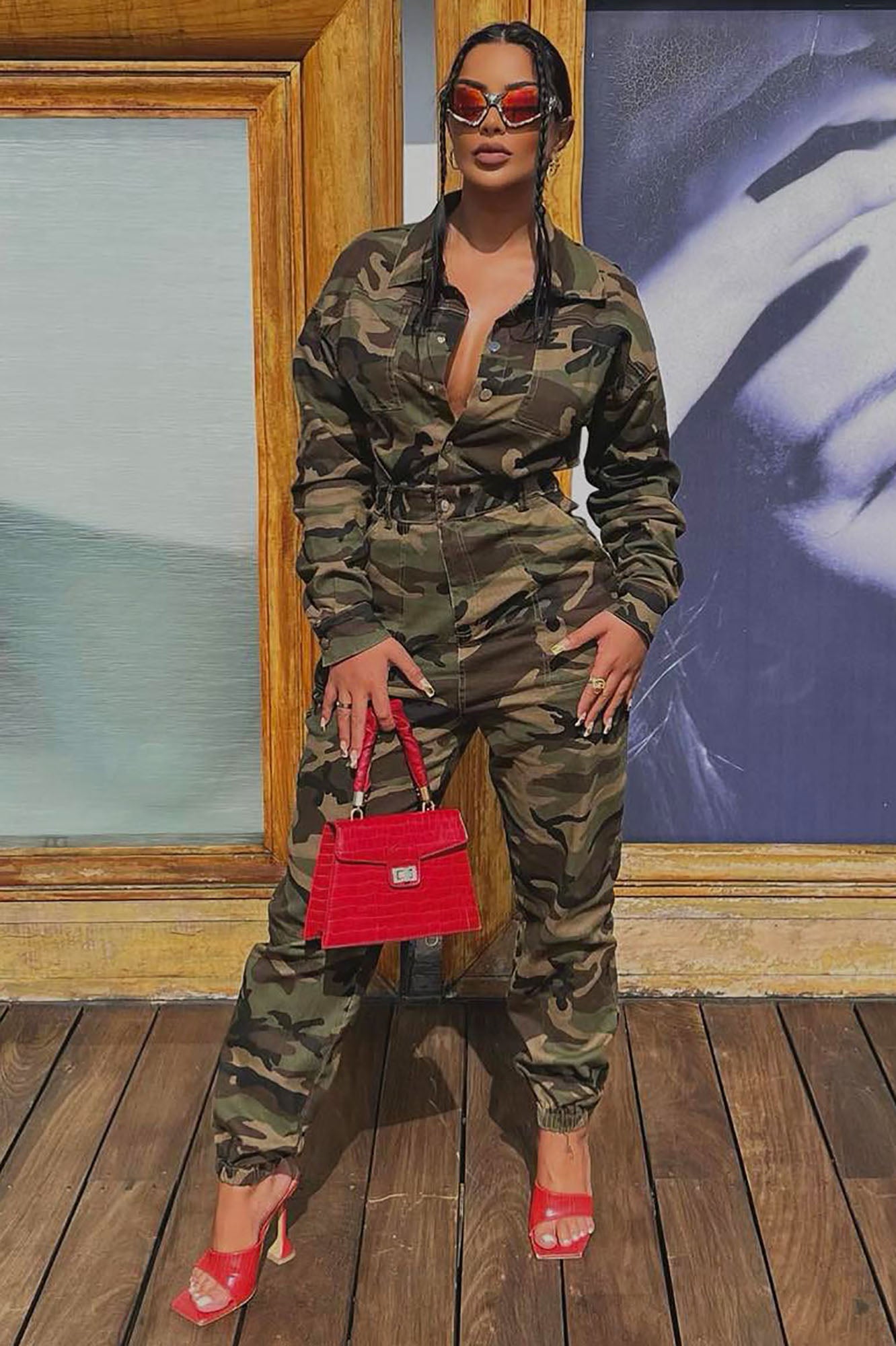 Daniela Long Sleeve Camo Jumpsuit
