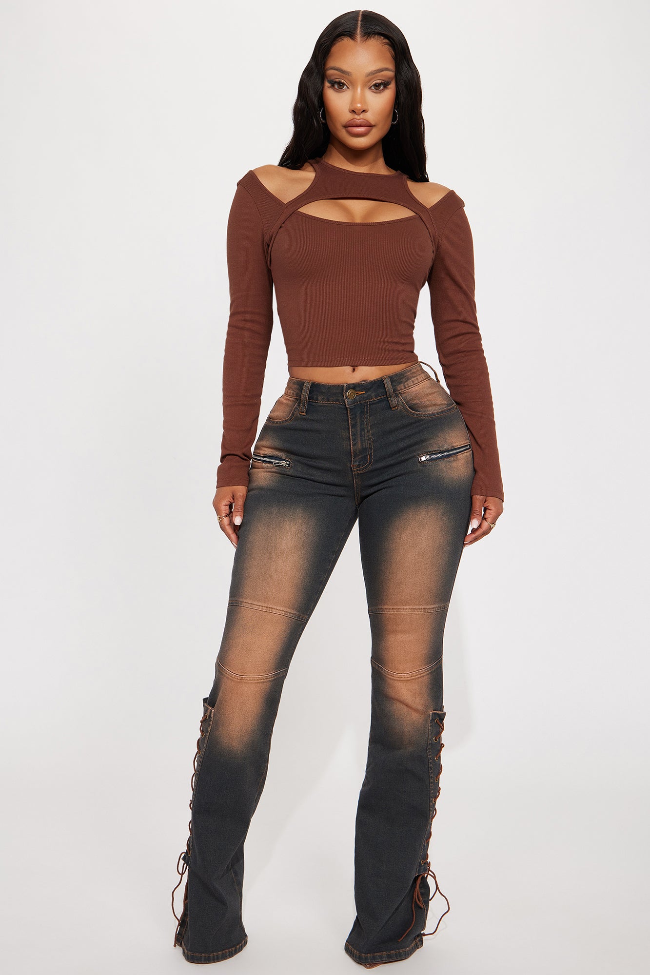 Tongue Tied Tinted Flare Jeans