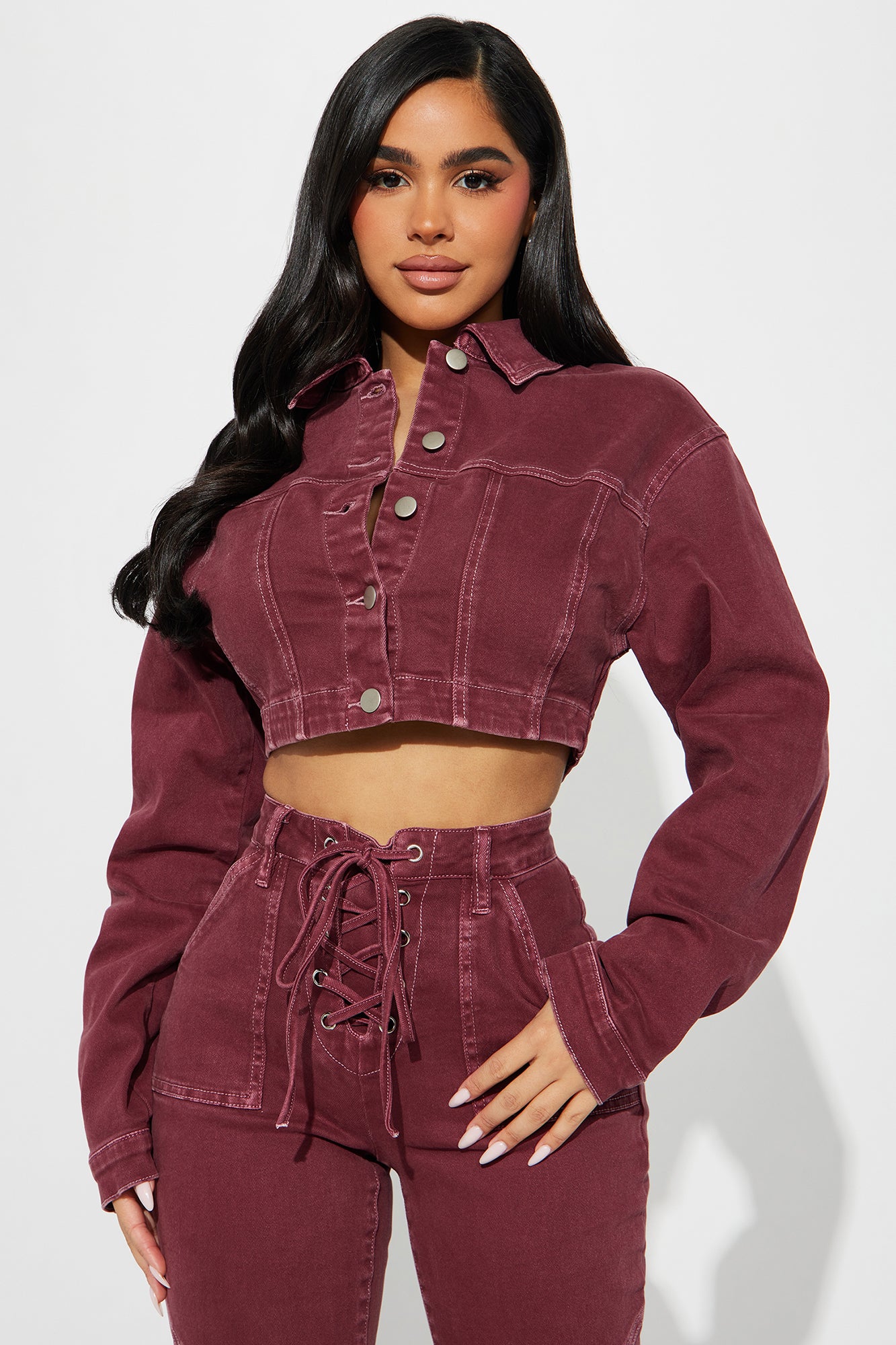 Bordeaux Stretch Denim Jacket