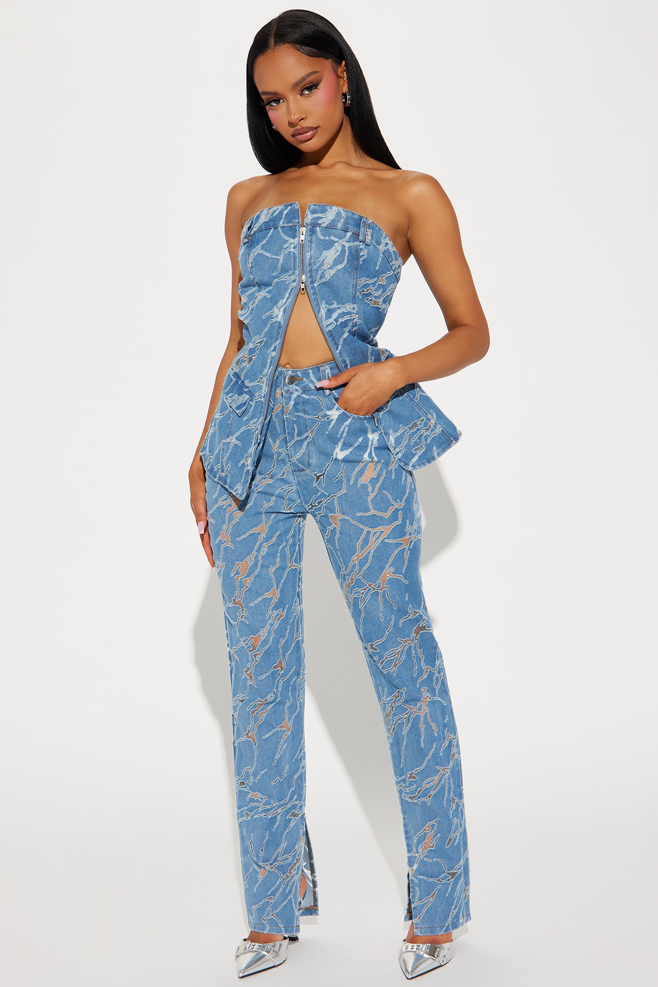 Playing Games Denim Pant Set