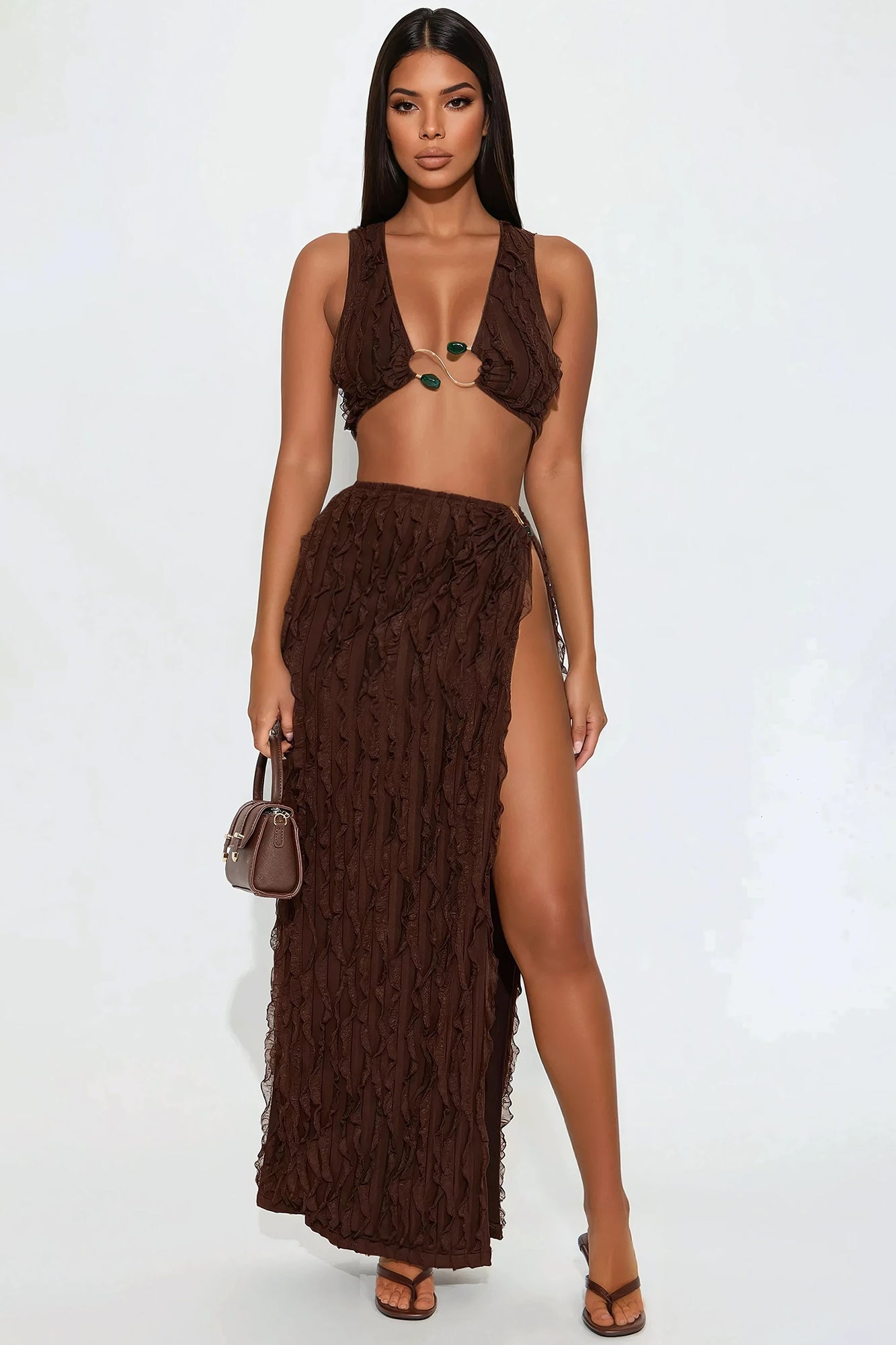 Oceanfront Elegance Maxi Skirt Set