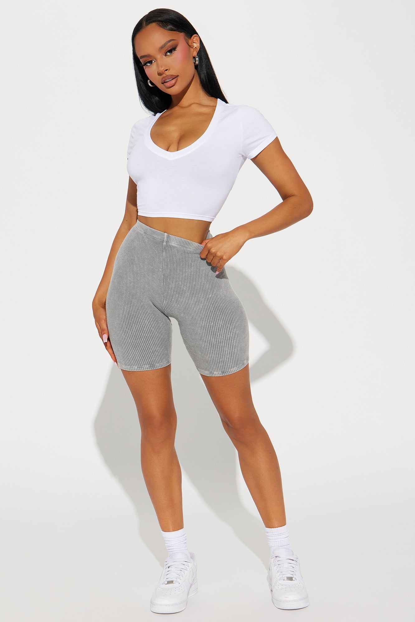 Never Too Late Washed Biker Short