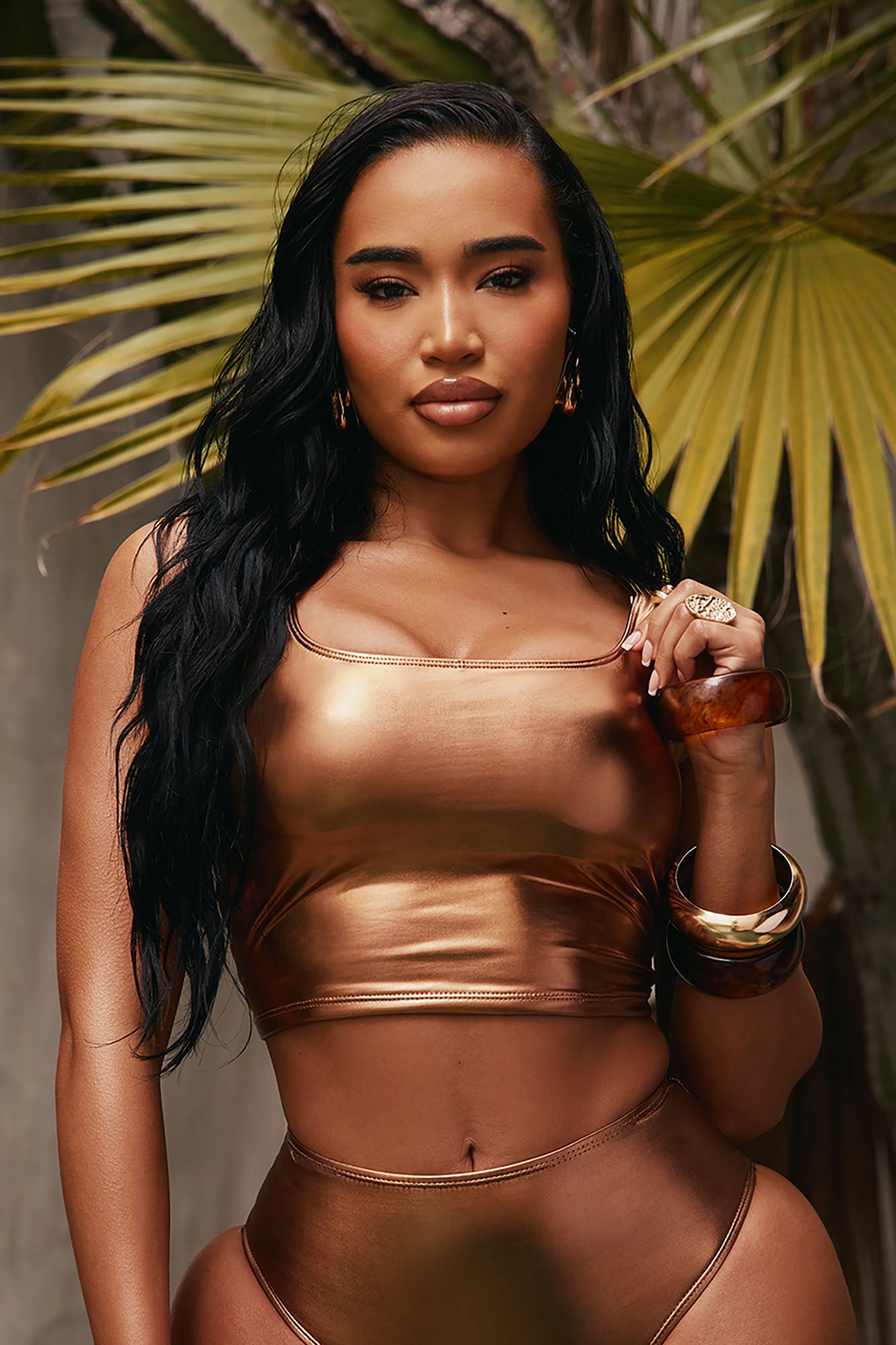 Maui Mix And Match Metallic Tank Bikini Top