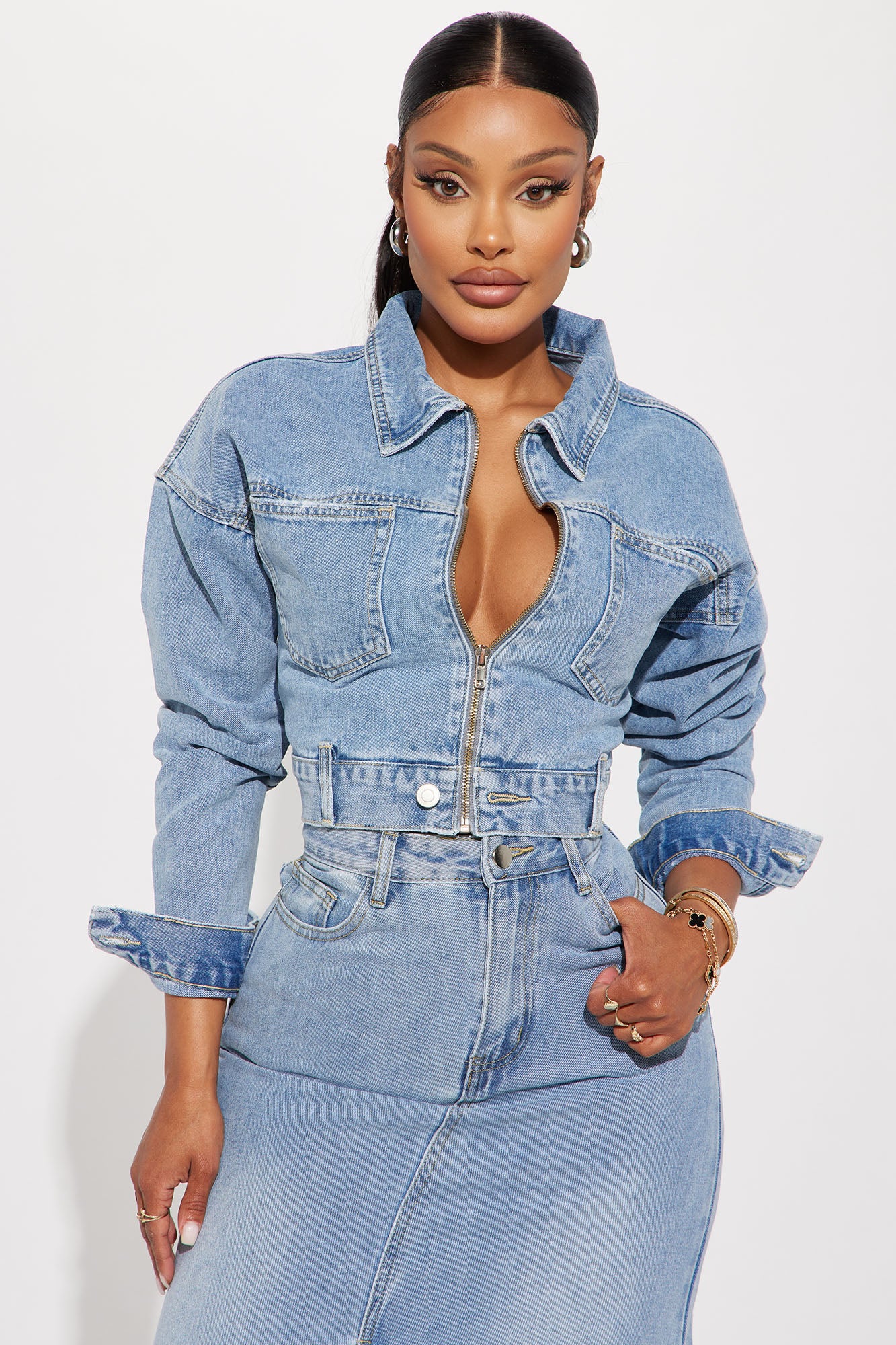 Letting You Know Crop Denim Trucker Jacket