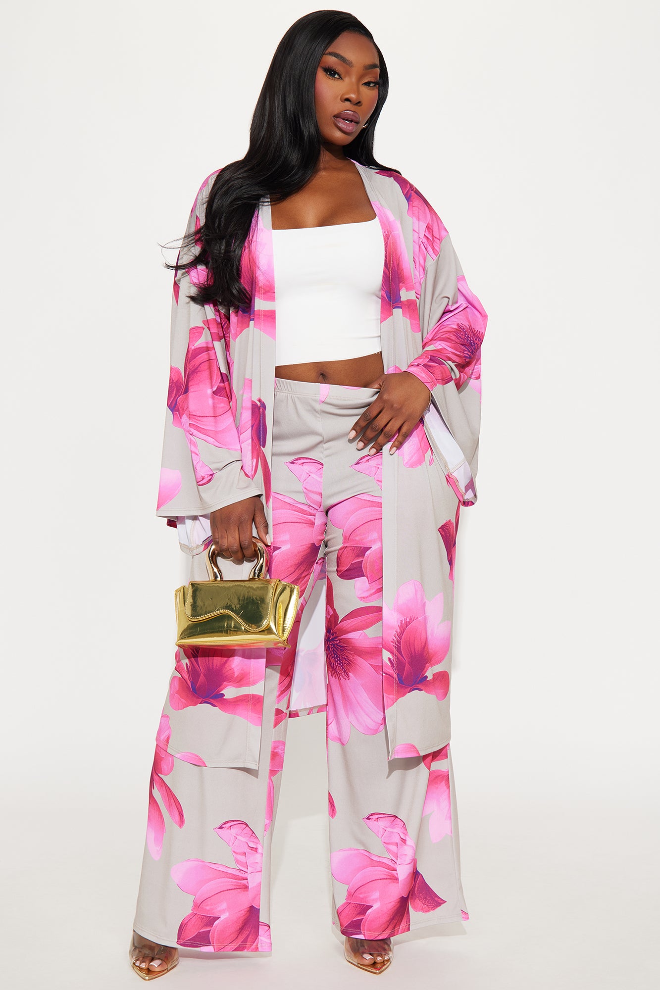 Como La Flor Kimono Pant Set