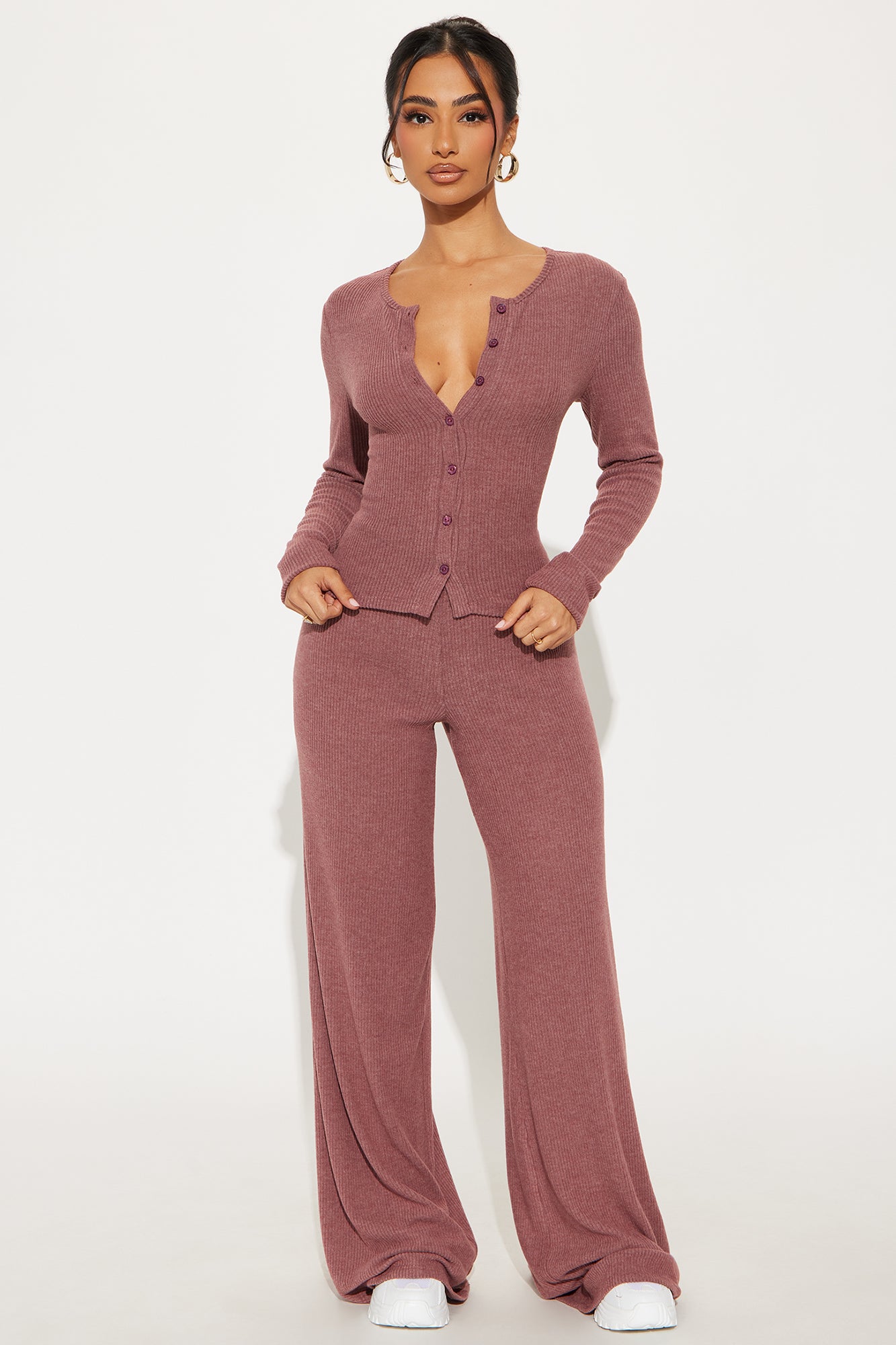 Everyday Button Top And  Pant Set