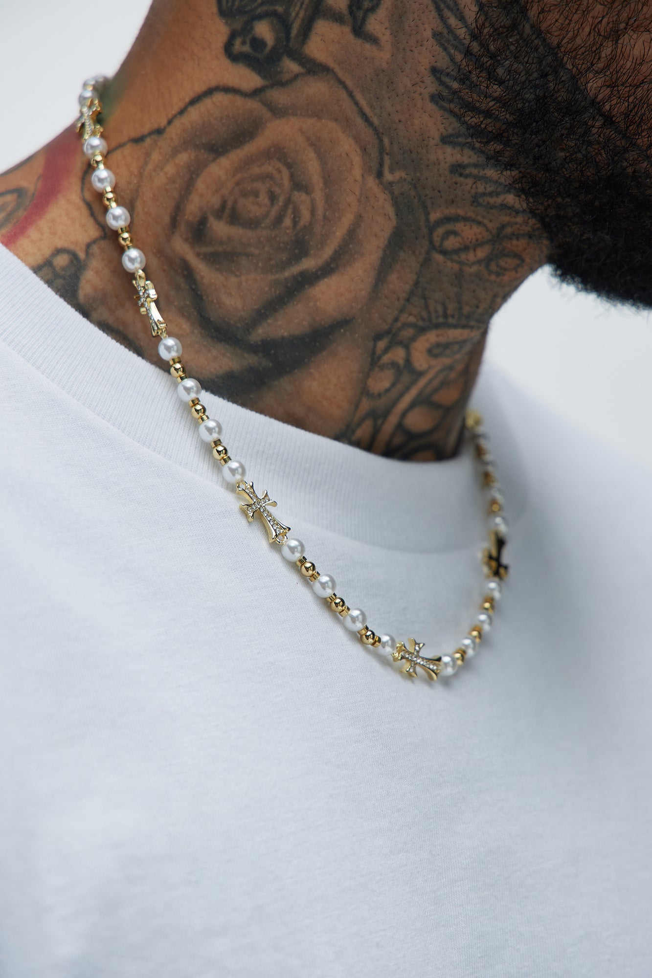 Tate Pearl Cross Chain Necklace
