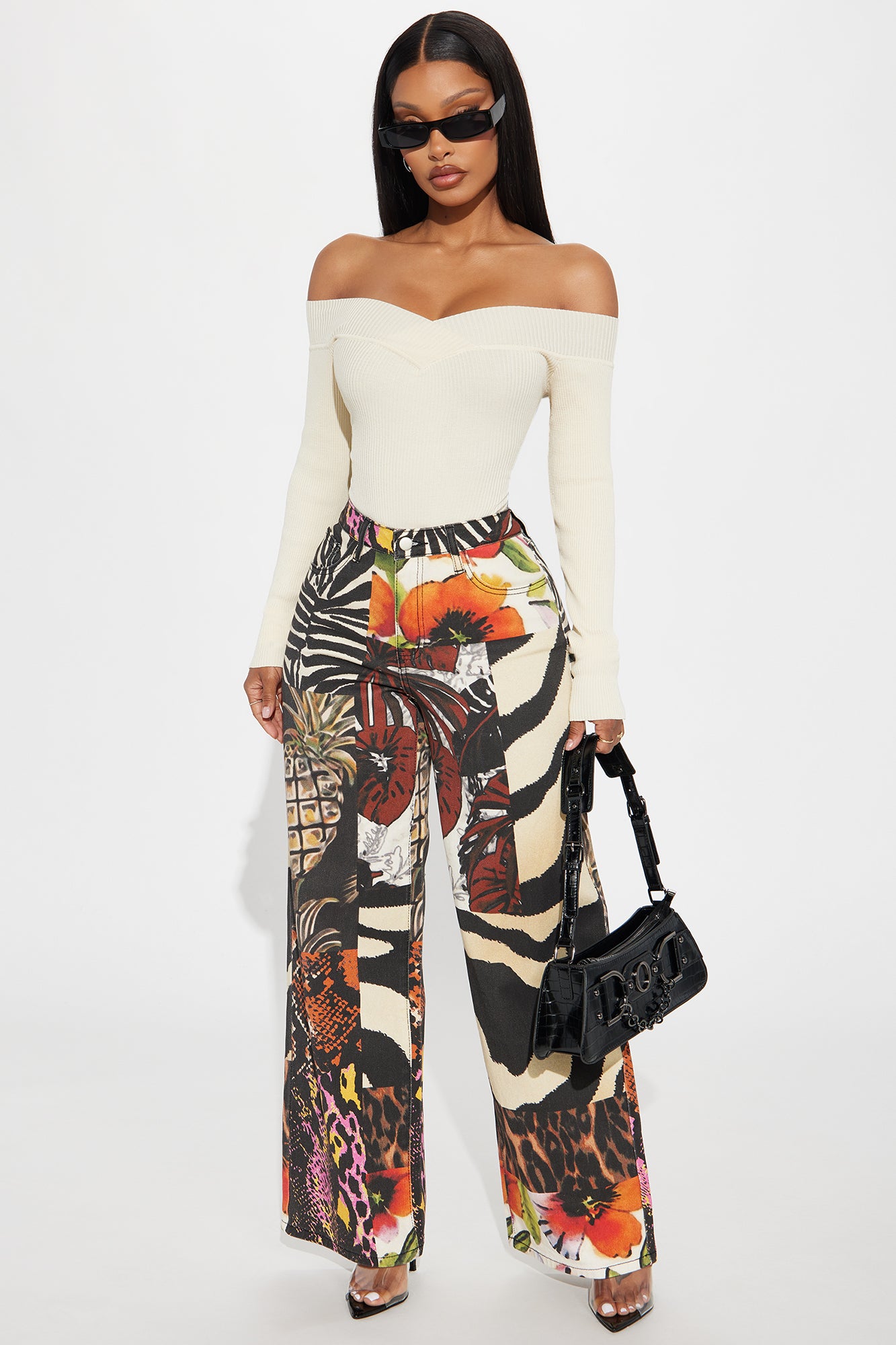 Petite Miami Mood Printed Baggy Jeans
