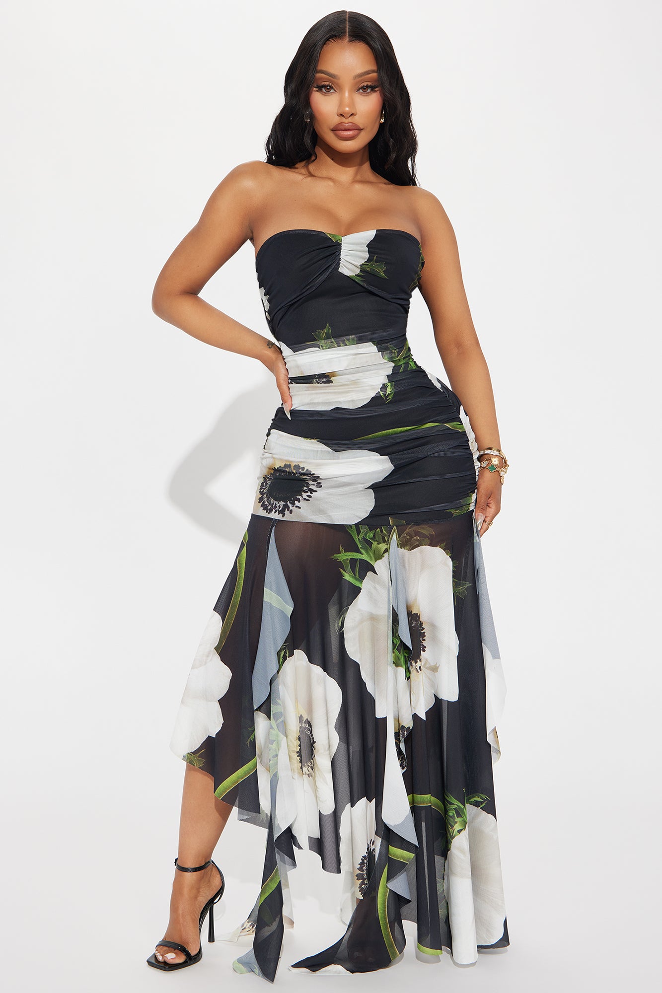 Elsie Mesh Ruffle Maxi Dress