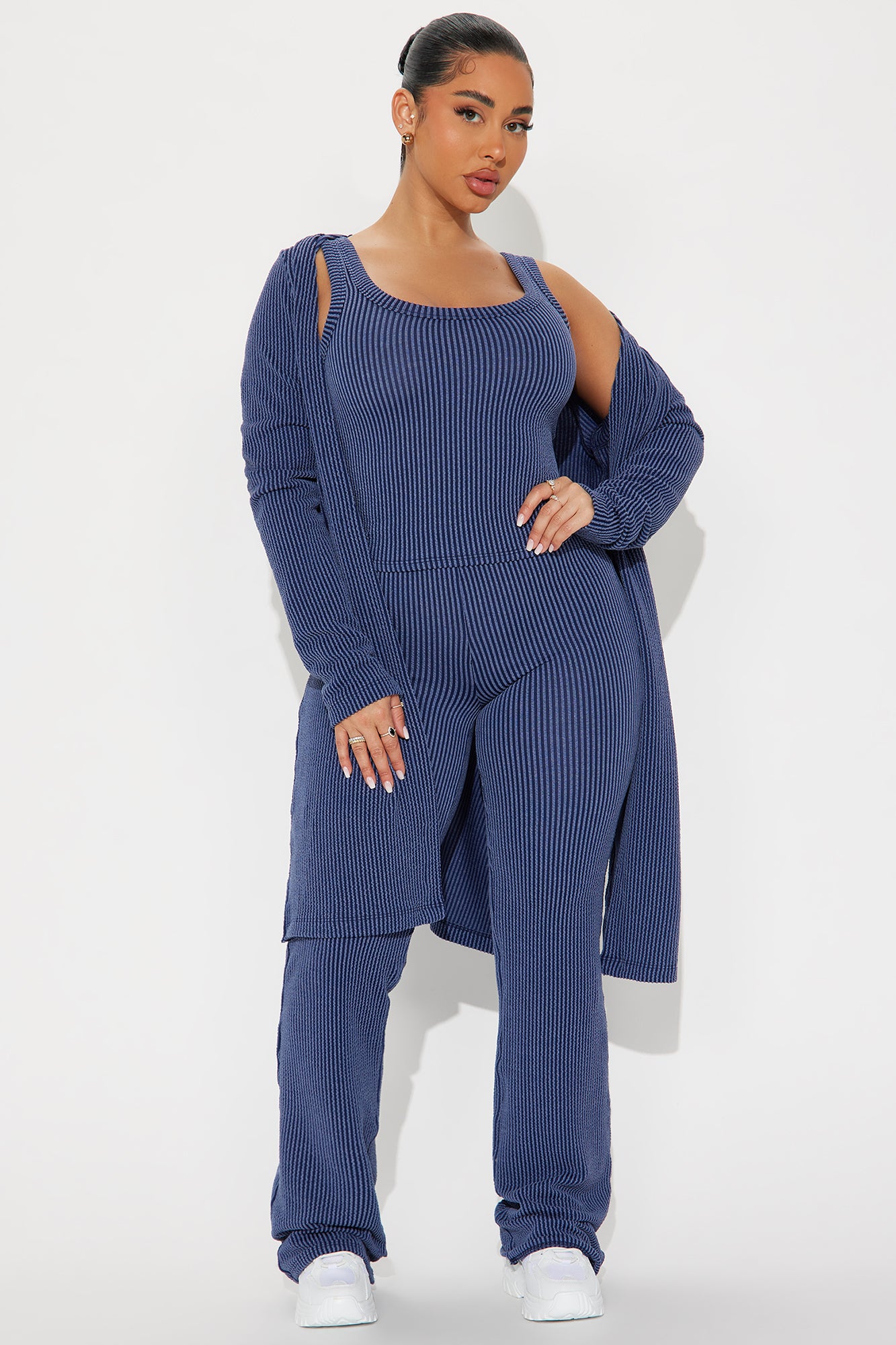 Weekend Vibe Ribbed 3 Piece Pant Set