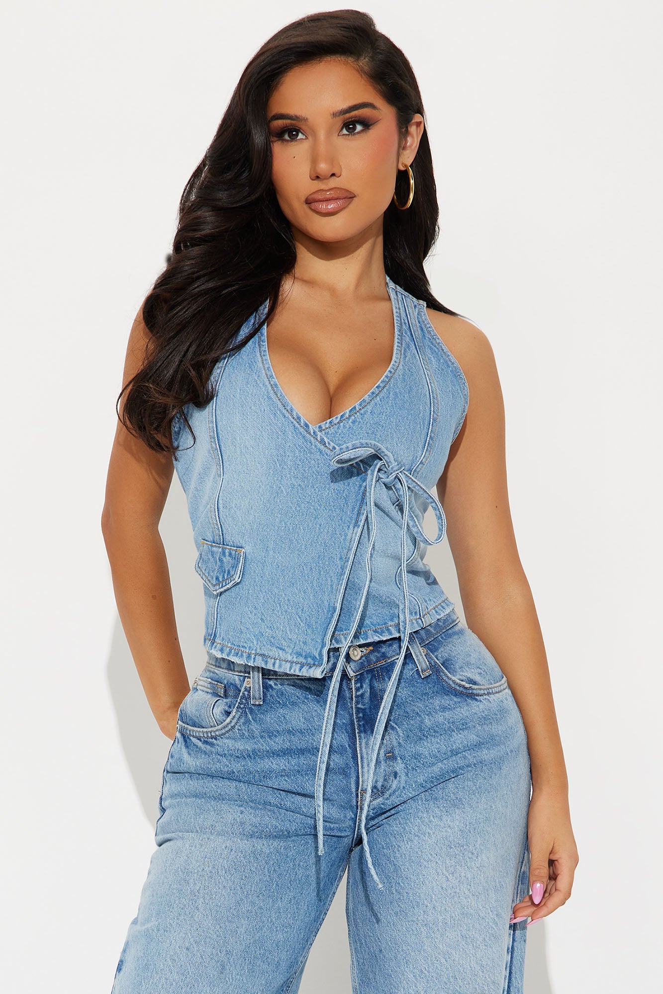 Marie Crossover Denim Vest