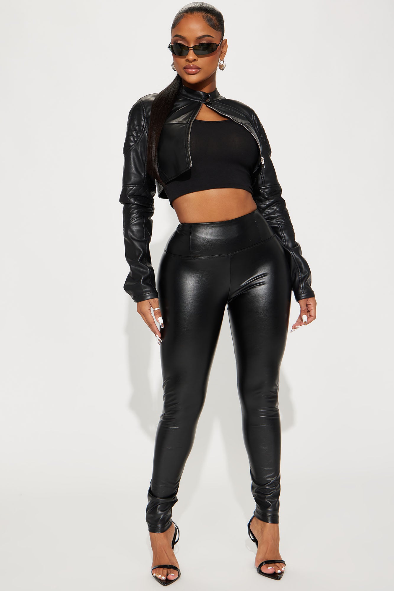 Faux Leather Tummy Tuck Leggings