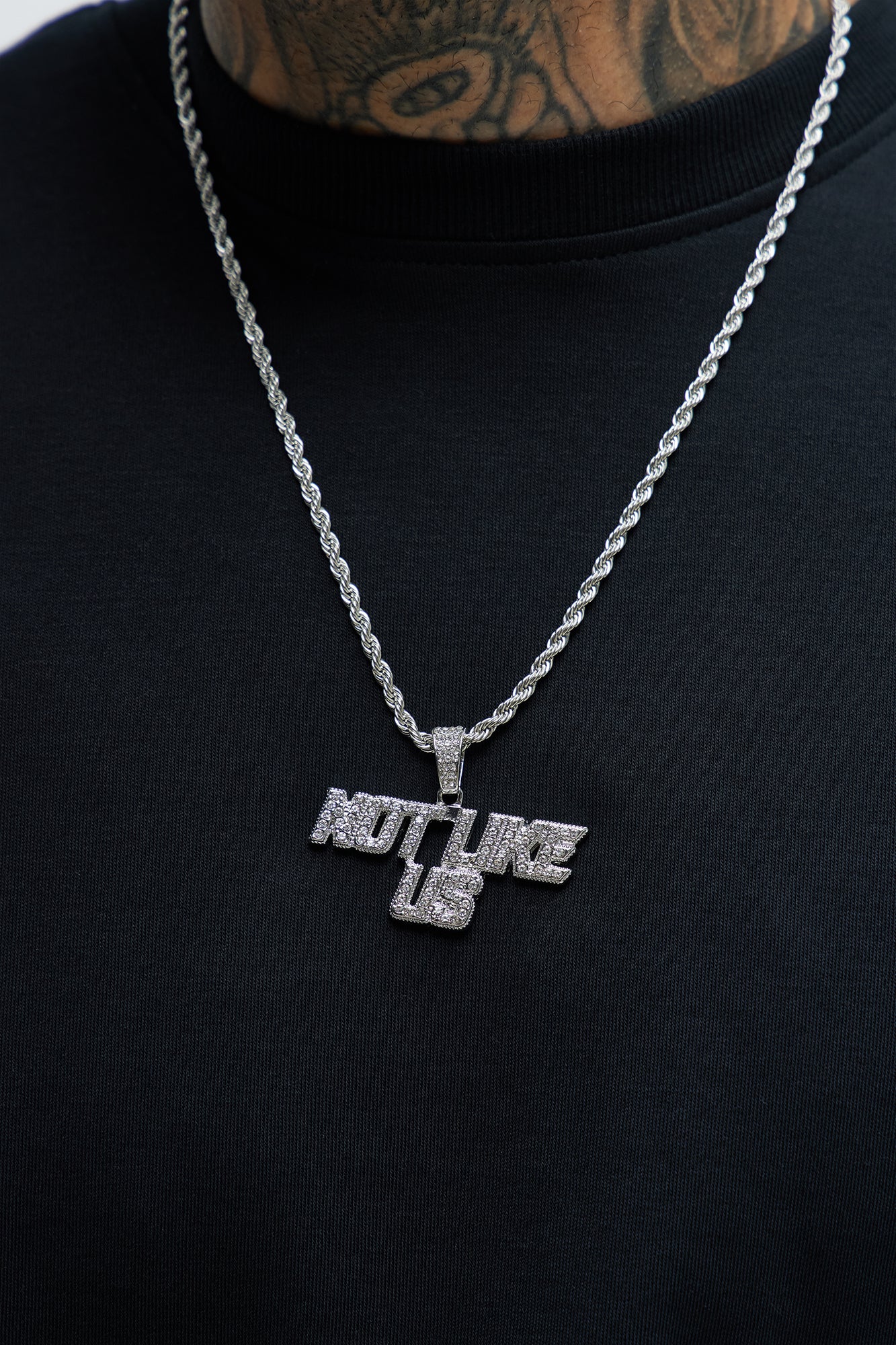 Not Like Us Blinged Out Pendant Necklace