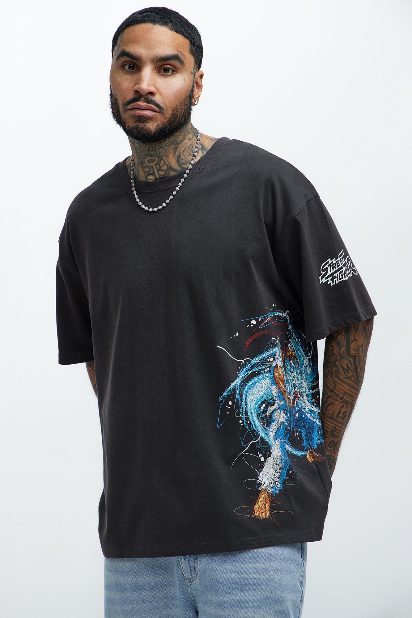 Street Fighter Ryu Hadoken Oversized Short Sleeve Tee