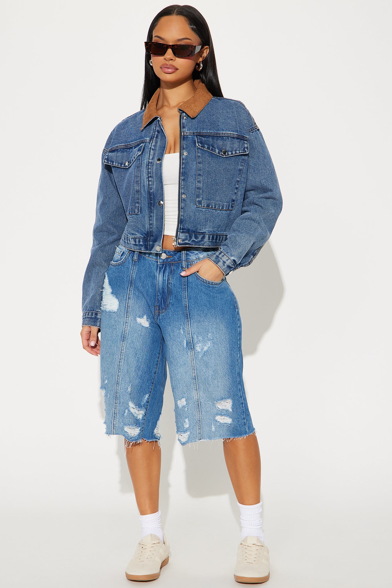 Back In Time Ripped Non Stretch Denim Jorts