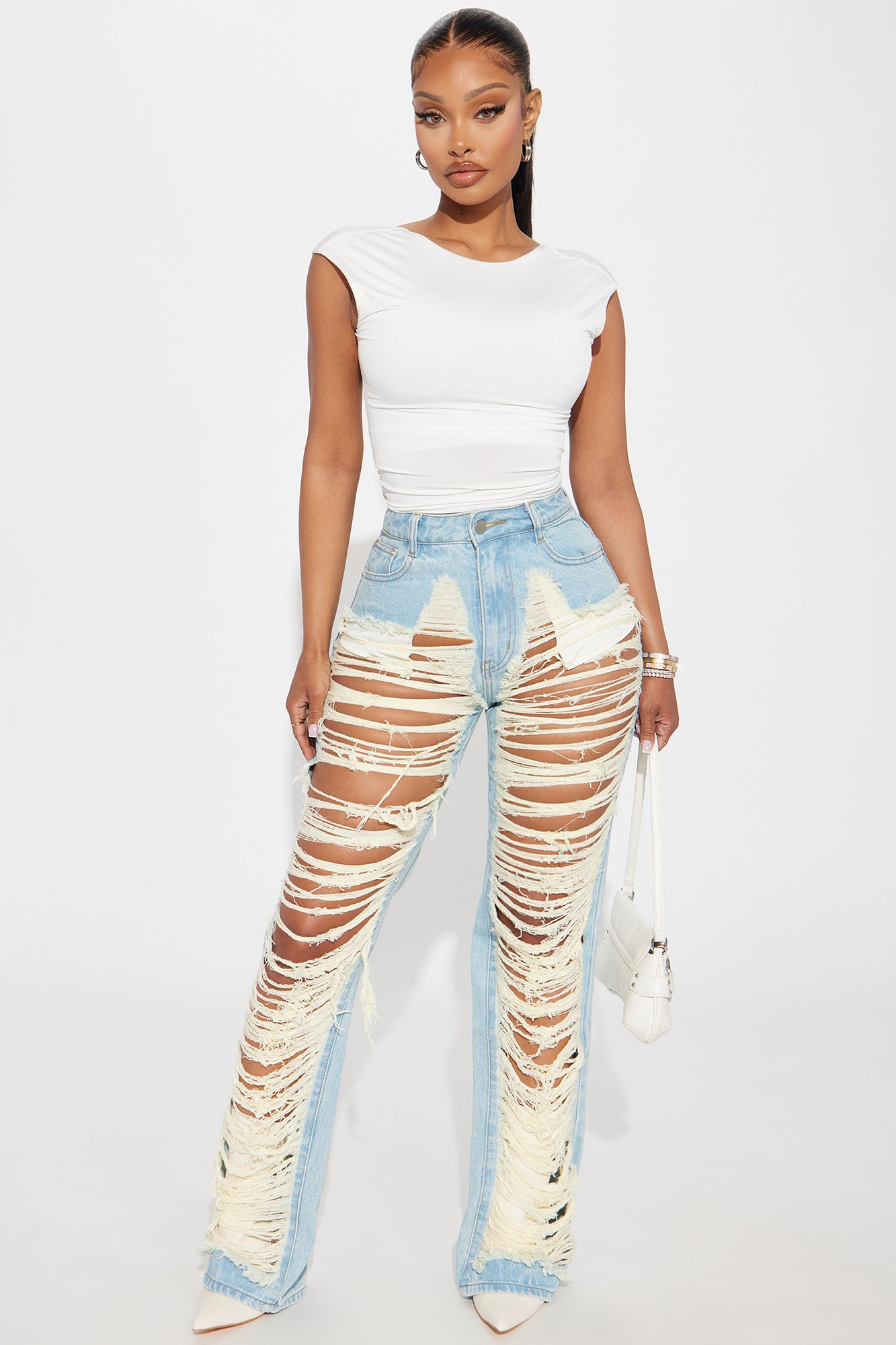 Living Luxurious Shredded Straight Leg Jeans