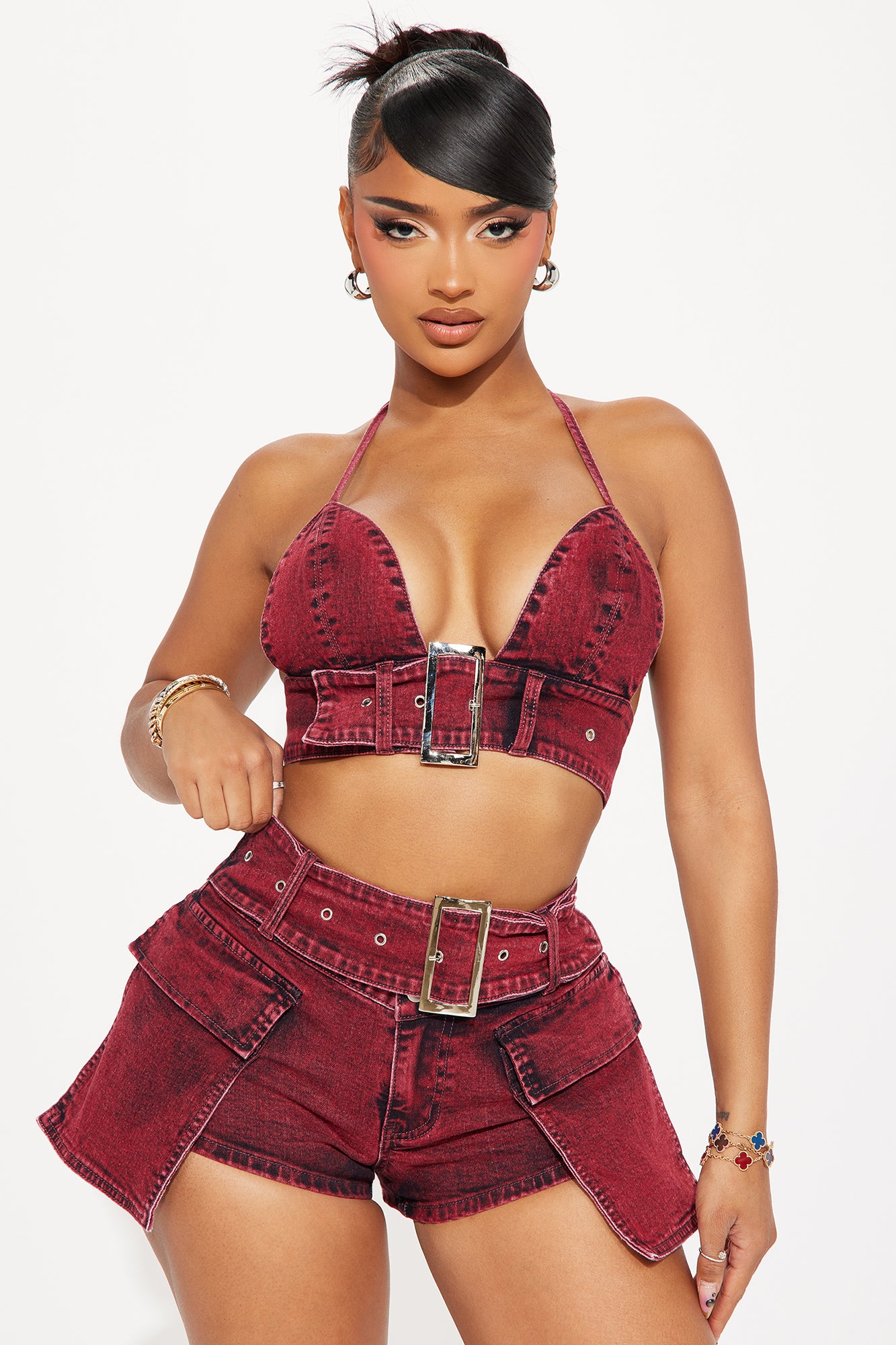 Lola Washed Denim Short Set