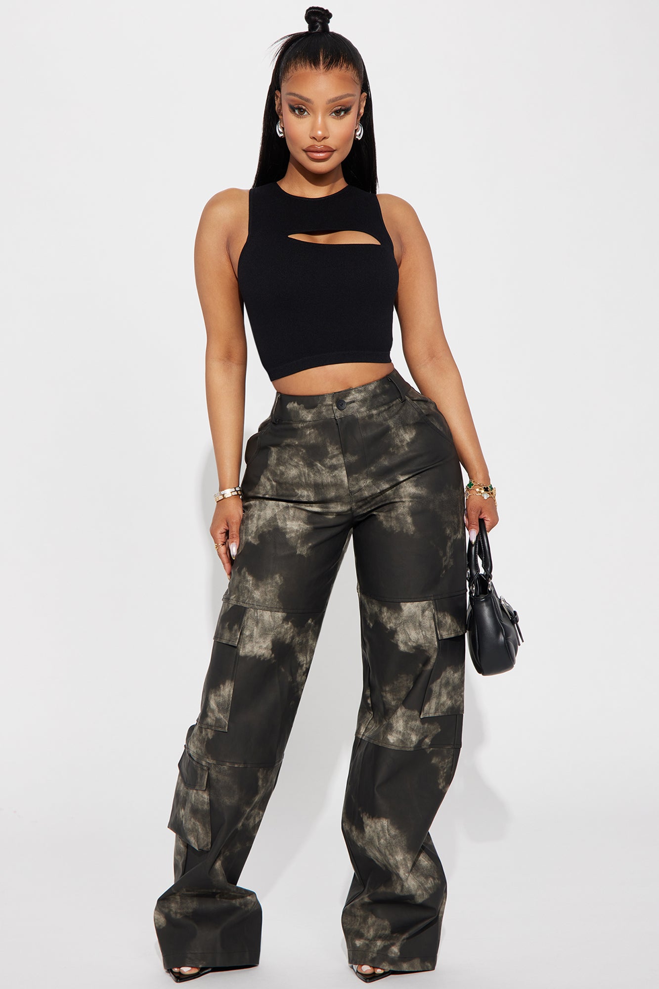 Alexa Washed Faux Leather Cargo Pant
