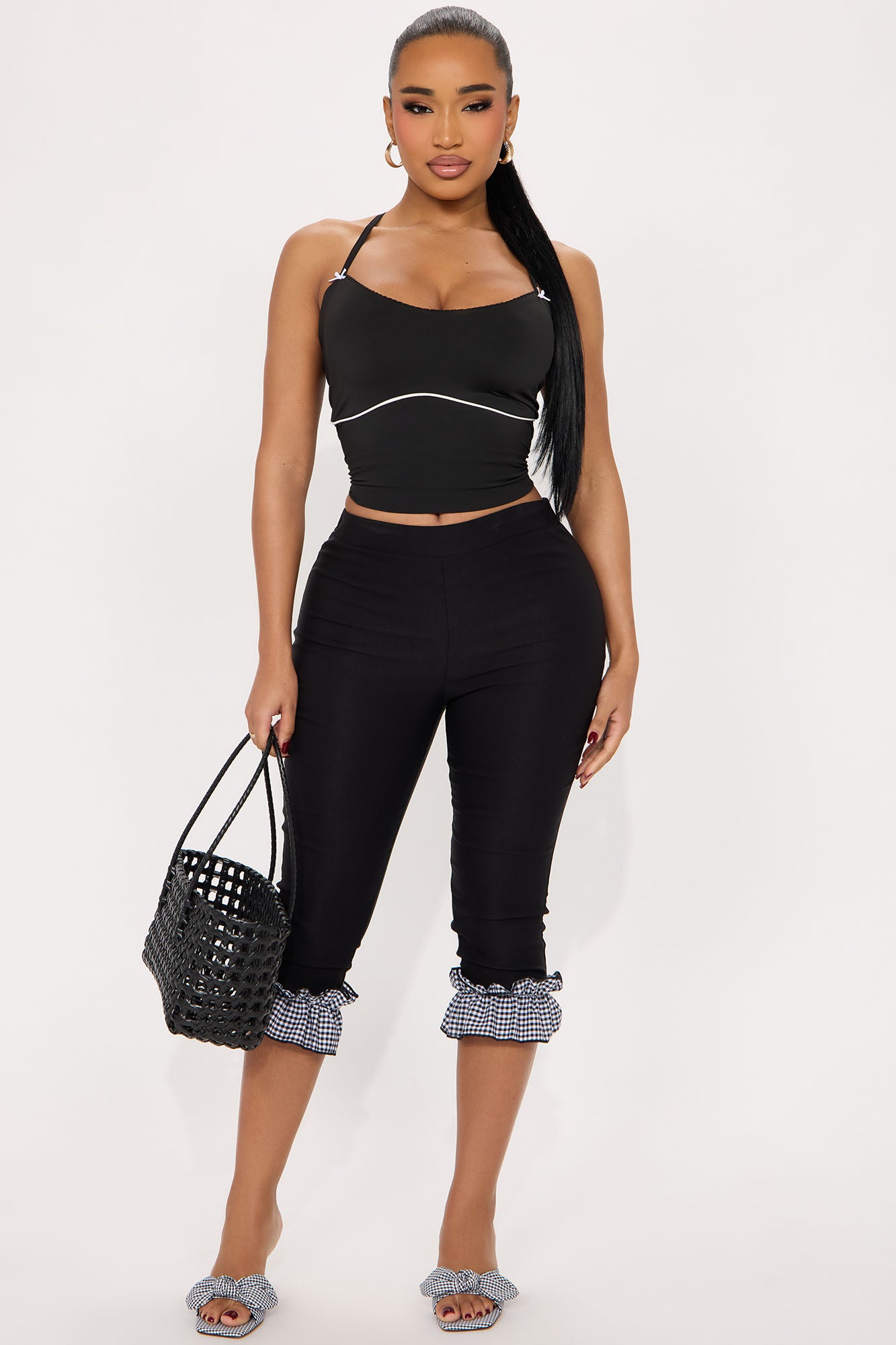 Georgia Gingham Ruffle Capri Legging